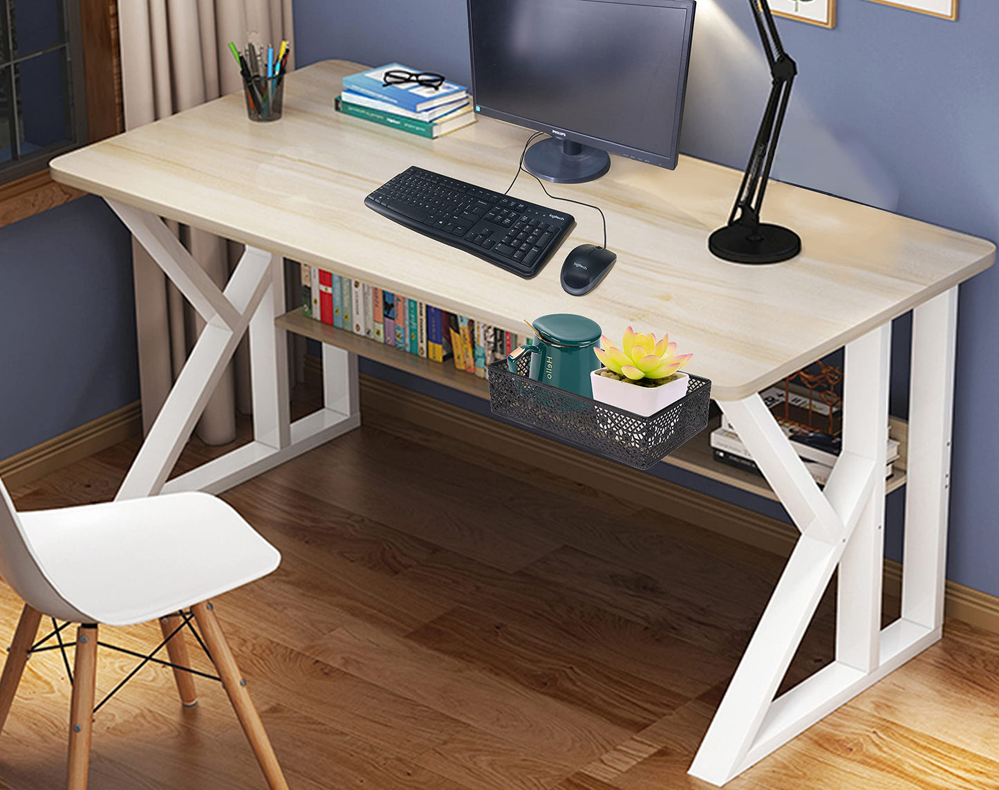 Under Desk Drawer, Clamp on Desk Organizer Under Table Hanging Desk Storage