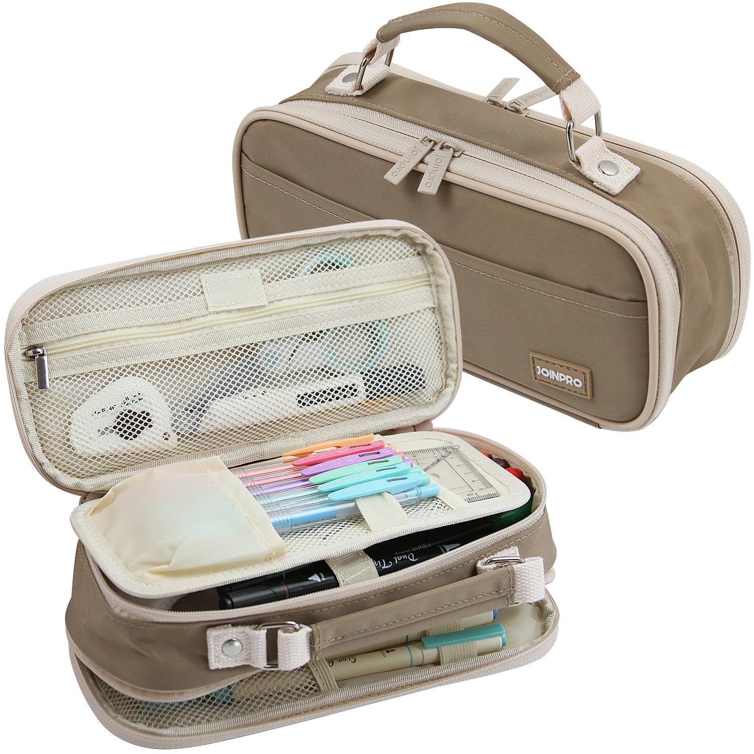 JOINPRO Large Capacity Pencil Case, 4 Compartment Pen Pouch Organizer with Double Zipper, Storage