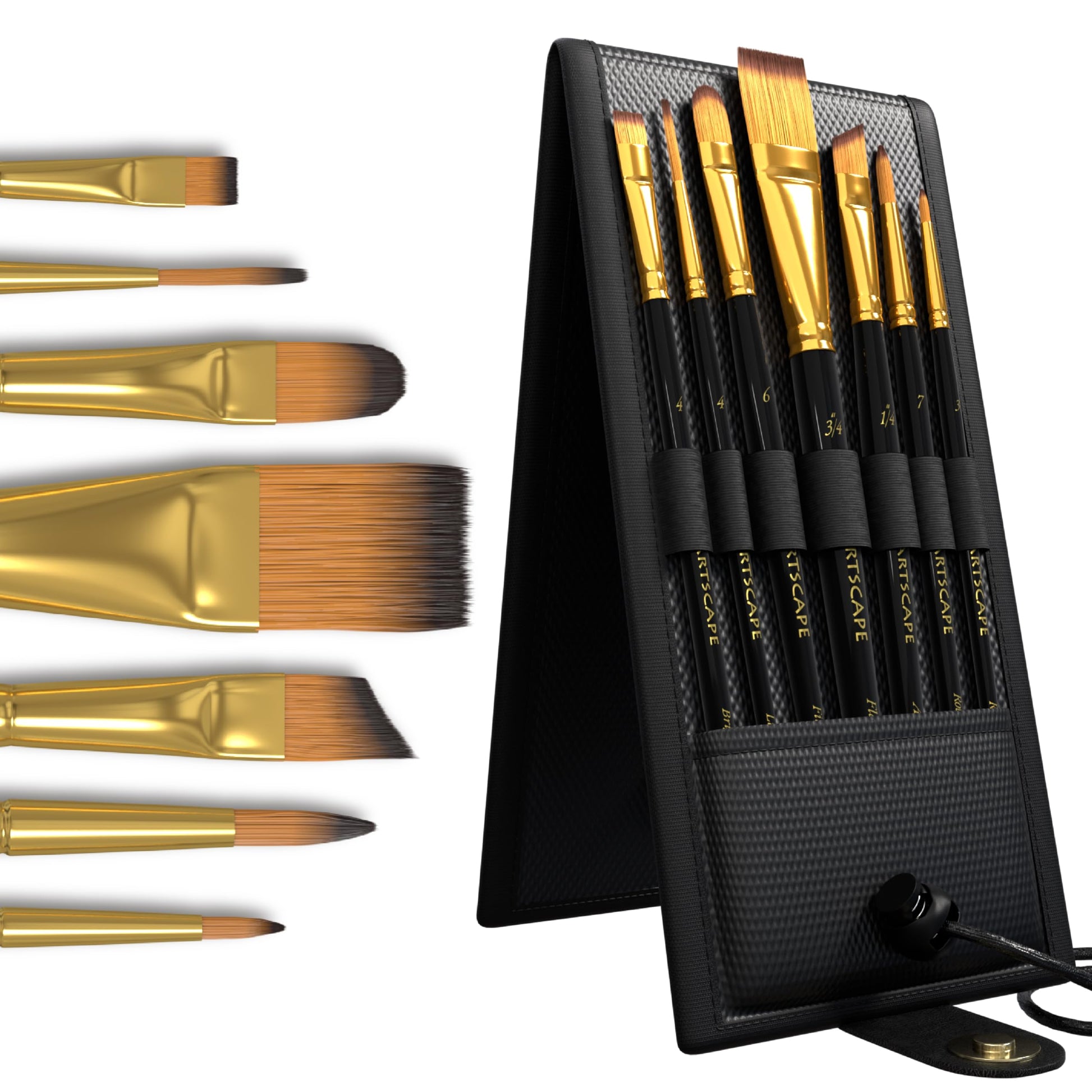 MyArtscape Travel Paint Brush Set - 7 Taklon Brushes with Case