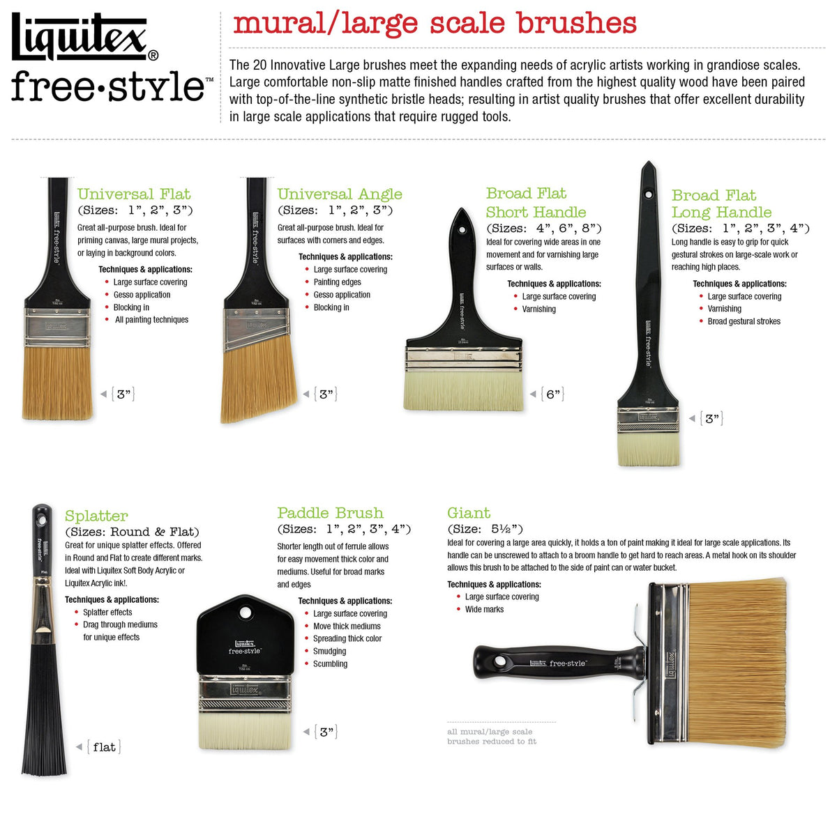 Liquitex Professional Freestyle Large Scale Brush, Paddle 1-inch, Black