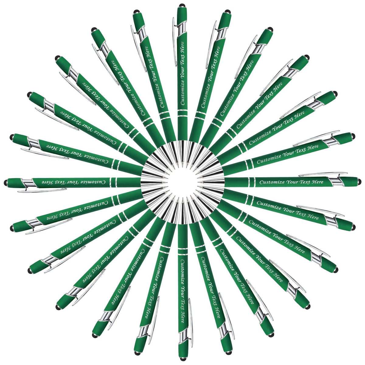 Personalized Pens with Stylus Tip, Custom Engraving Pens 24PCS, Soft Touch Ballpoint Pen, Printed
