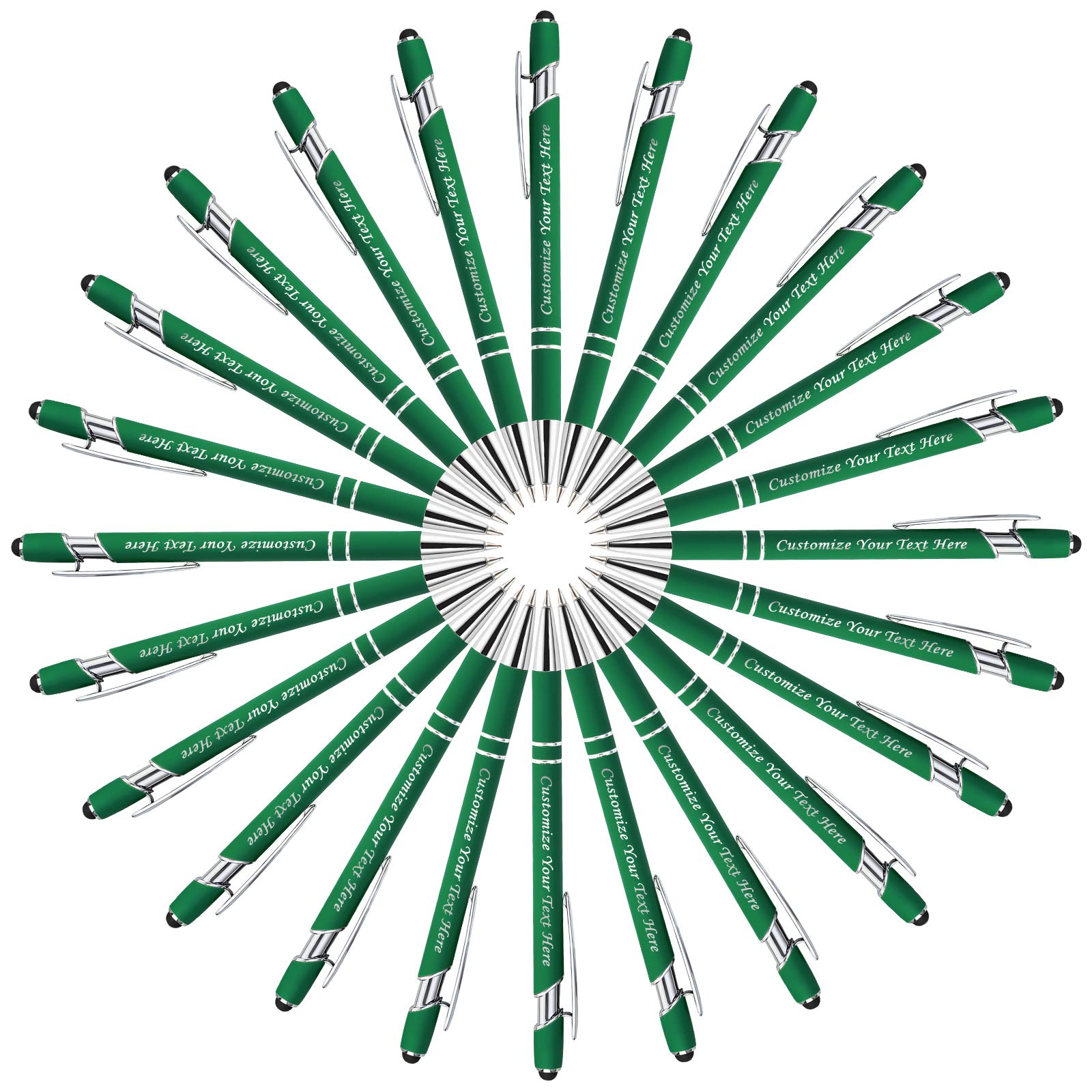 Personalized Pens with Stylus Tip, Custom Engraving Pens 24PCS, Soft Touch Ballpoint Pen, Printed