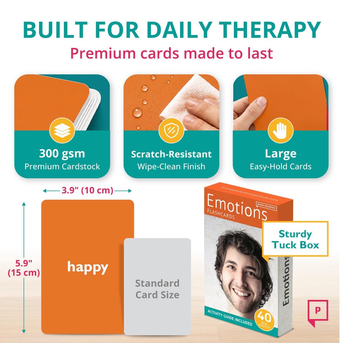 Picture My Picture Emotions ABA Therapy Cards Vol 1 40 Real Photo, Age 3+
