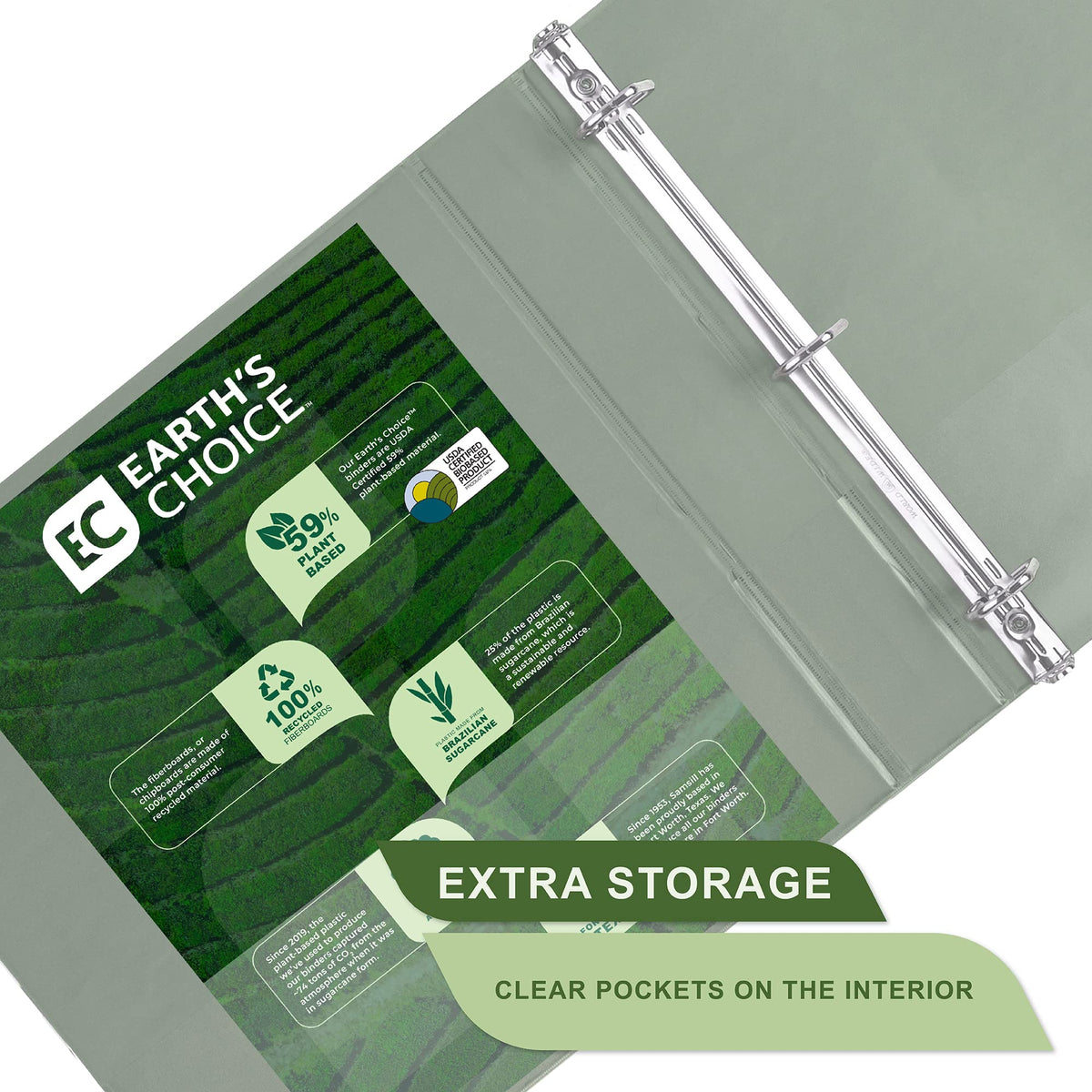 Samsill Plant-Based 1.5 Inch Durable D-Ring, View Binder, Eco-Friendly, USDA Certified Biobased,2