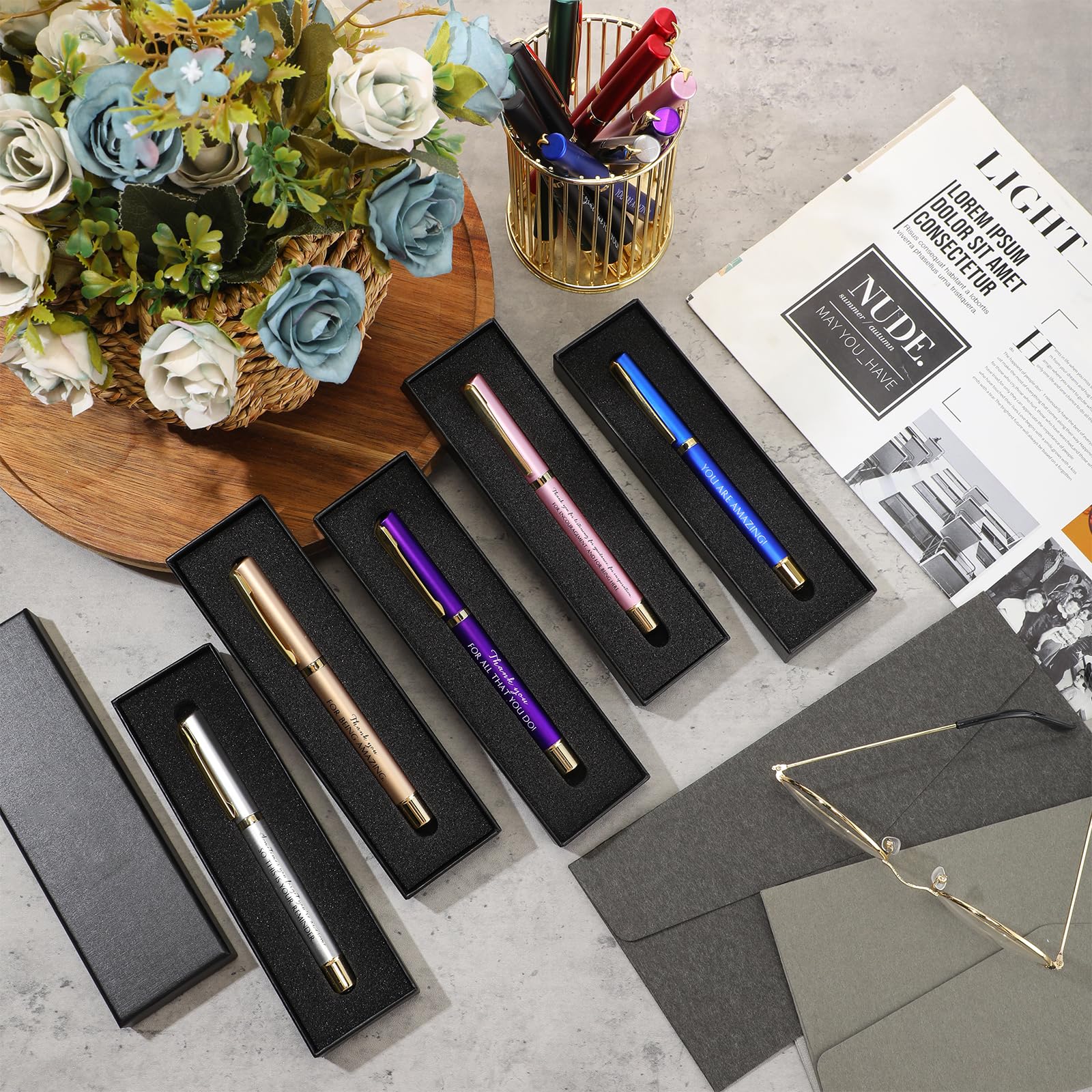 PerKoop 20 Sets Thank You Gifts Bulk Inspirational Ballpoint Pen with Box