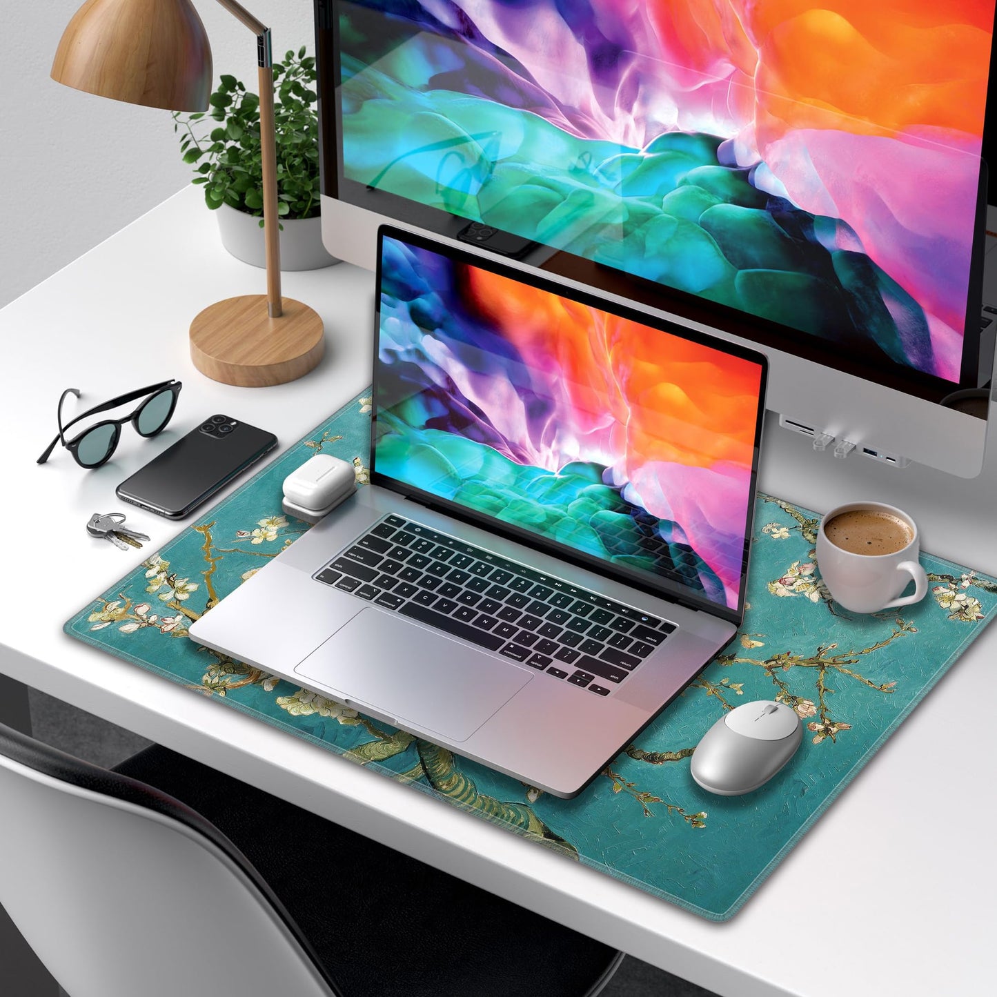 LL-COEUR XXL Landscape Gaming Mouse Pad Computer Keyboard Mat Office Desk Pad (Apricot, 23.6" x