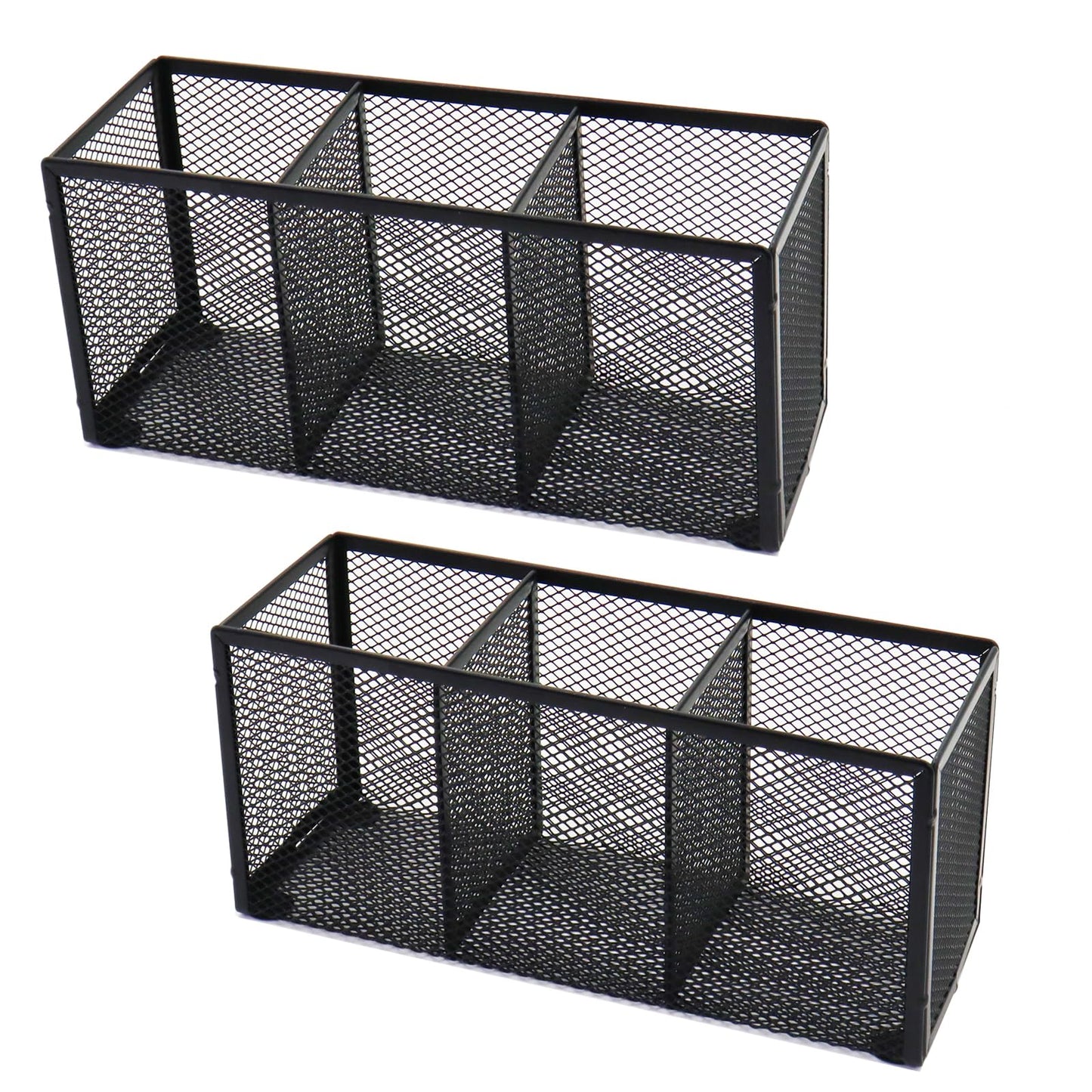 Flytreal 2PCS Black Mesh Pen Pencil Holder, Small Metal Desk Organizer Desktop Stationery Office