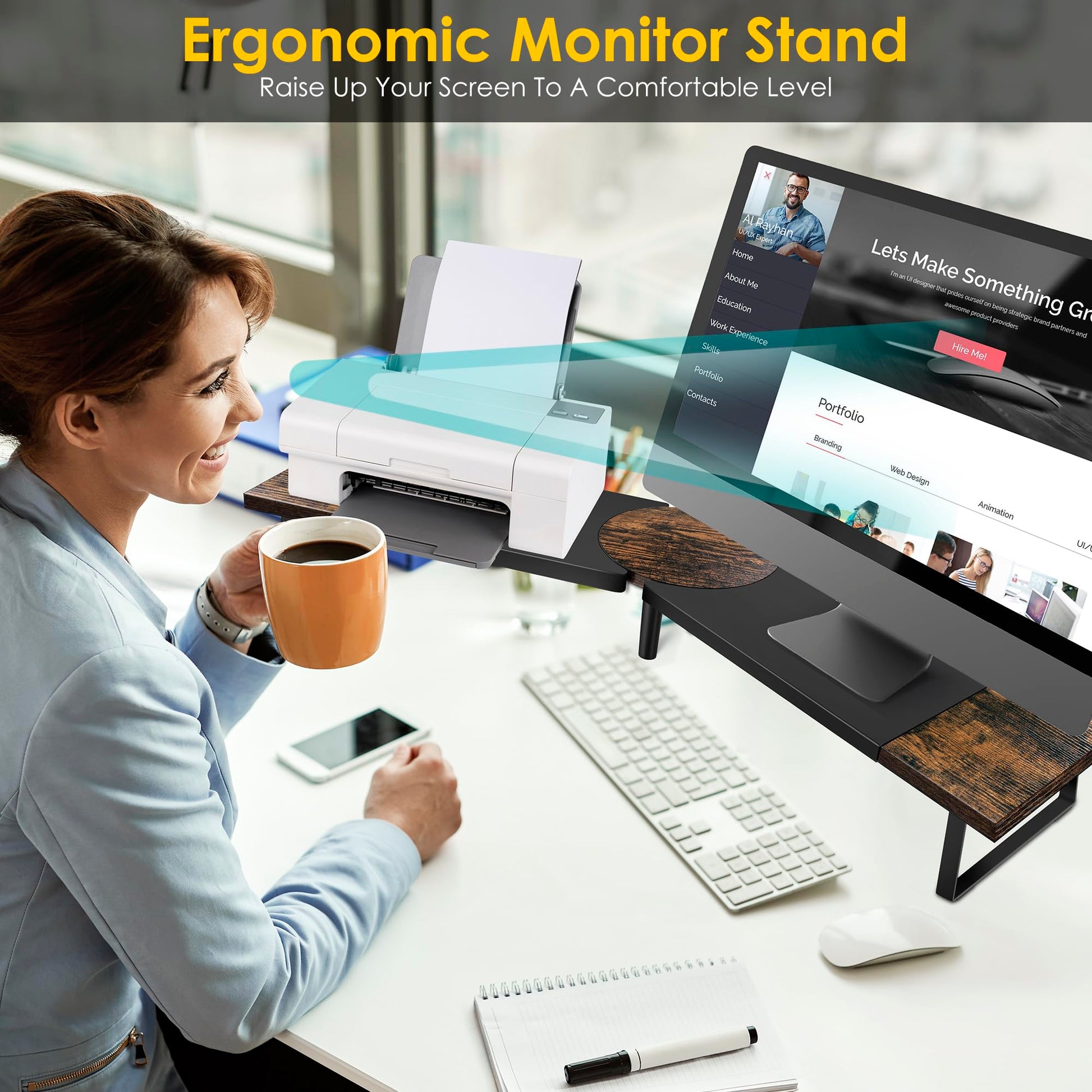 Across-Star Dual-Monitor Stand for Desk - Large Adjustable Length and Angle Riser for 2 Monitors