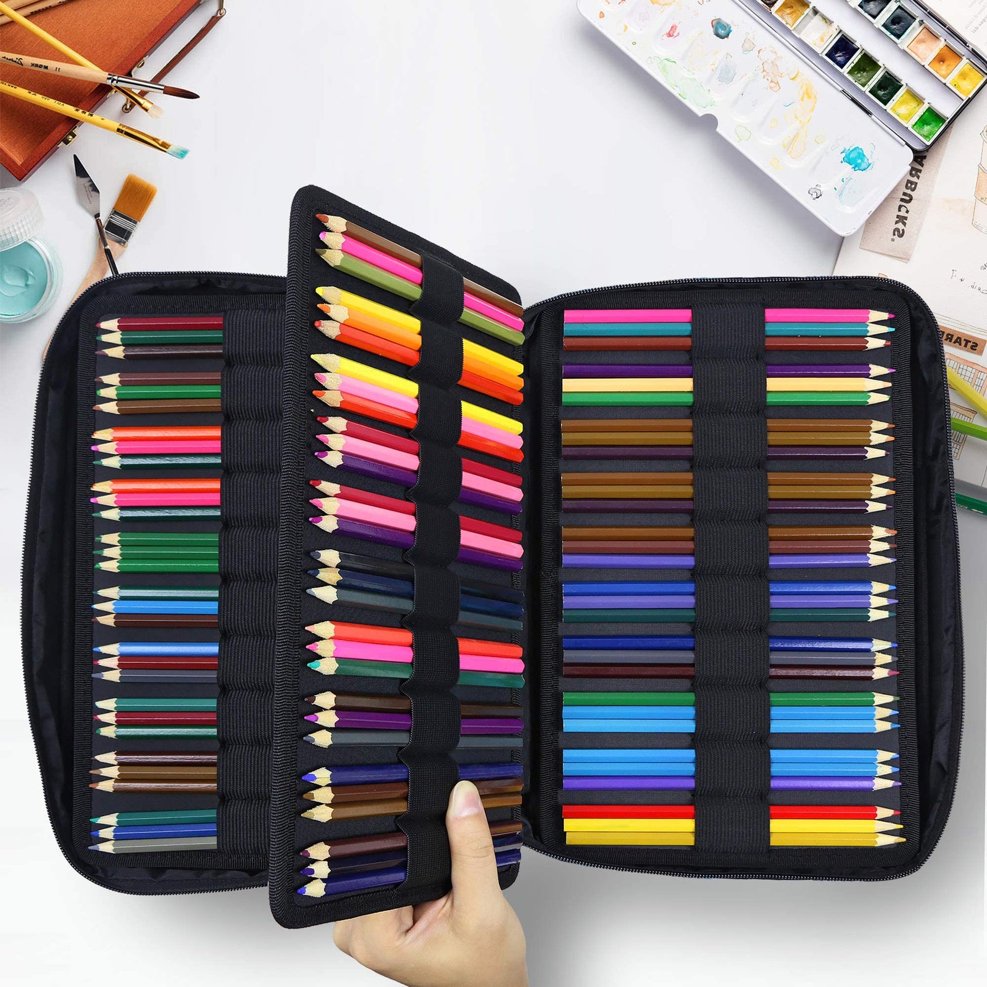 YOUSHARES Color Pencil Case 300 Slots - Oxford Colored Pencil Case with Zipper Holds 300 Colored