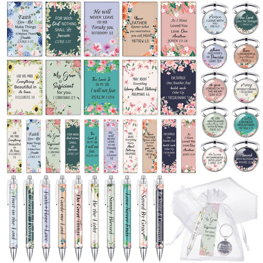 Jetec 150 Bible Verses Gift Set for 30 Christian Bookmarks 30 Scripture Ballpoint Pens 30 Christian