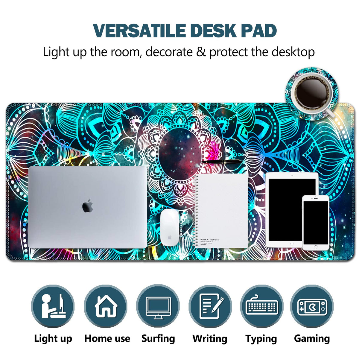 AIMSA Large Gaming Mouse Pad, XXL Keyboard Mouse Mat Extended Desk Pad with Stitched Edges, Durable