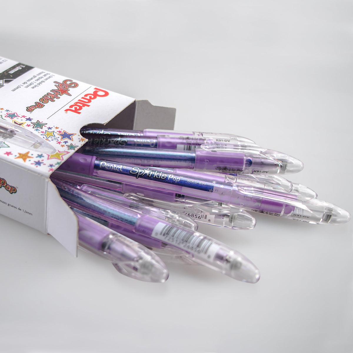 Pentel Sparkle Pop Metallic Gel Pen, (1.0mm) Bold Line, Violet/Blue Ink, Box of 12 Pens (K91-DV)