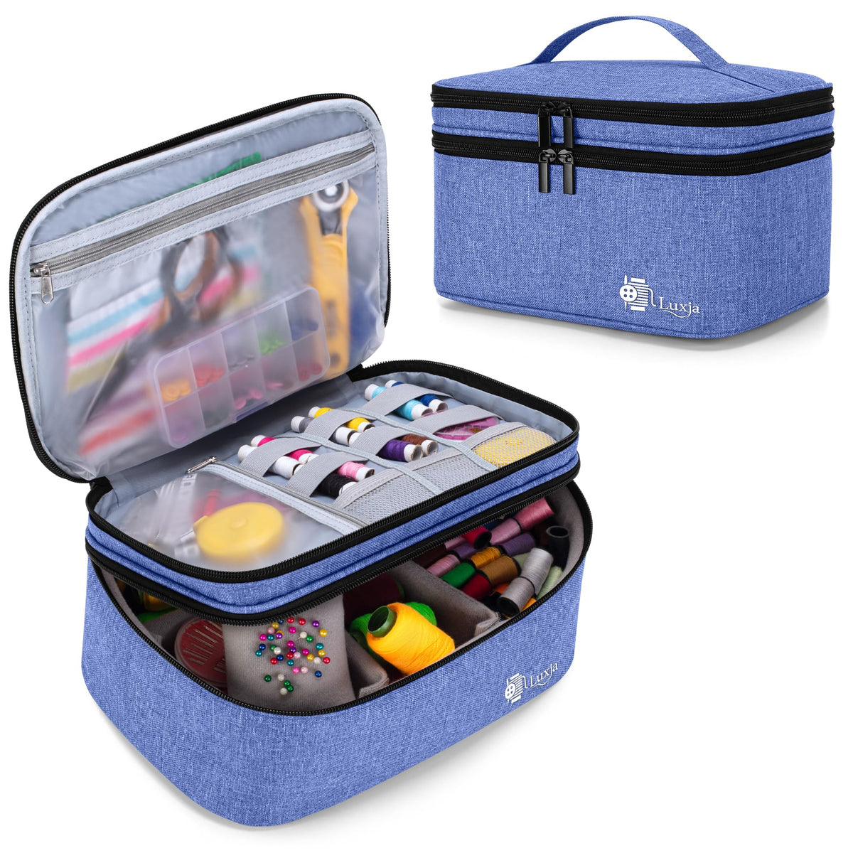 Luxja Double-Layer Large Sewing Organizer, Dark Blue