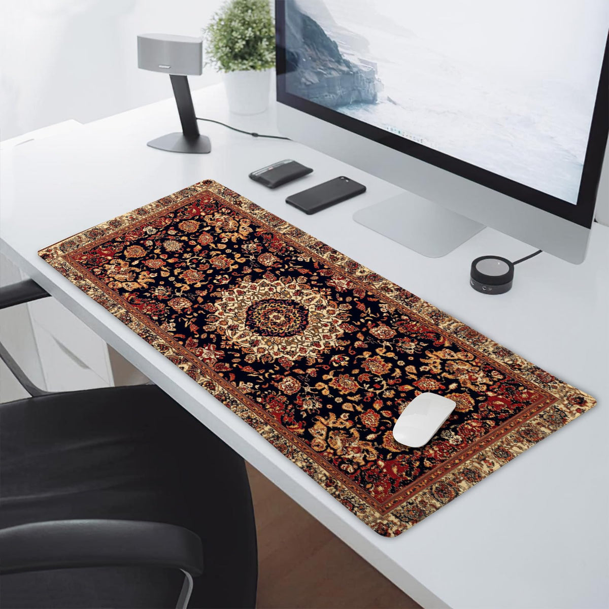 Vintage Rug Gaming Mouse Pad XXL Dark Brown Retro Carpet Aesthetic Extended Large Mat Mousepad Desk