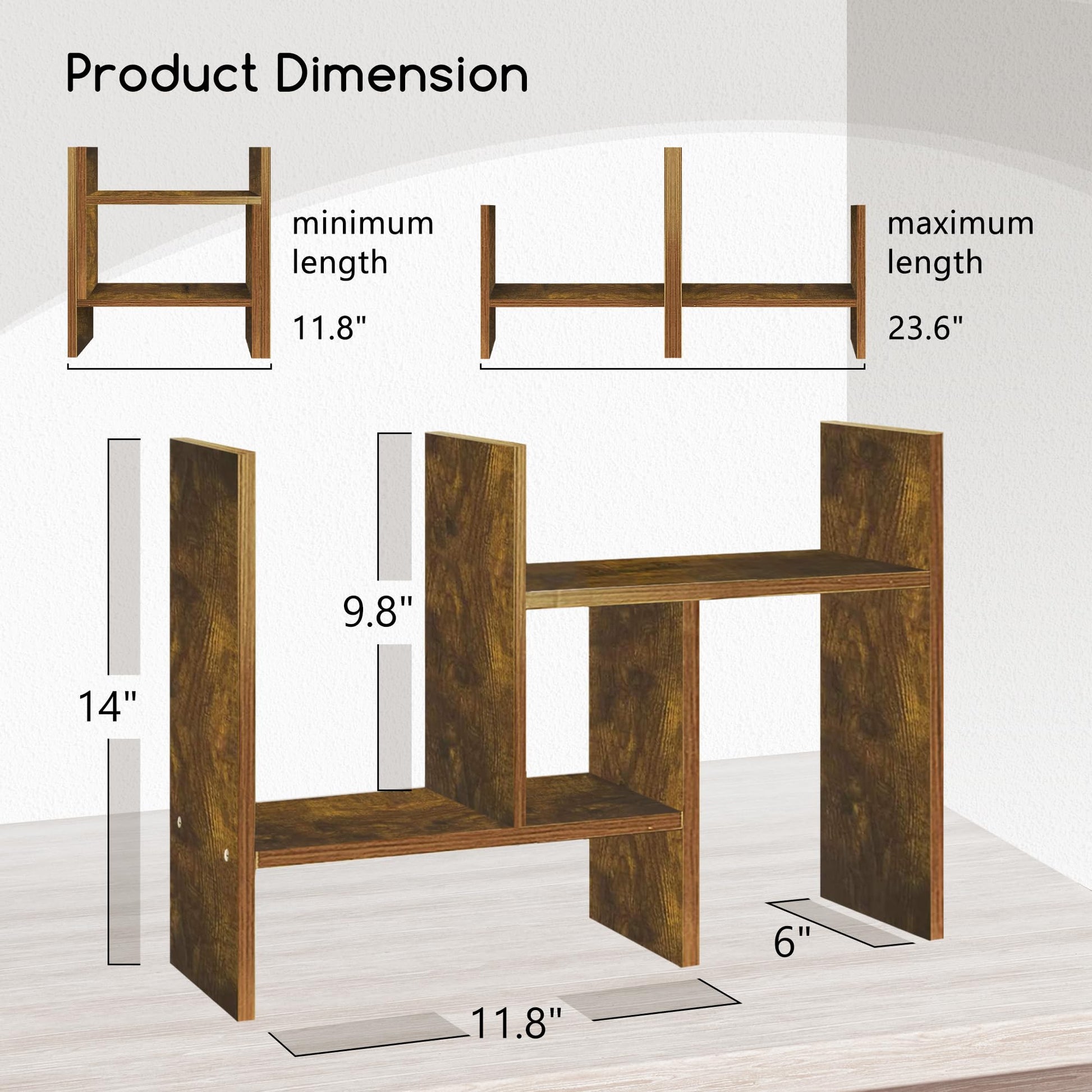 Jerry & Maggie Desktop Organizer Office Storage Rack Adjustable Wood Display Shelf Free Style