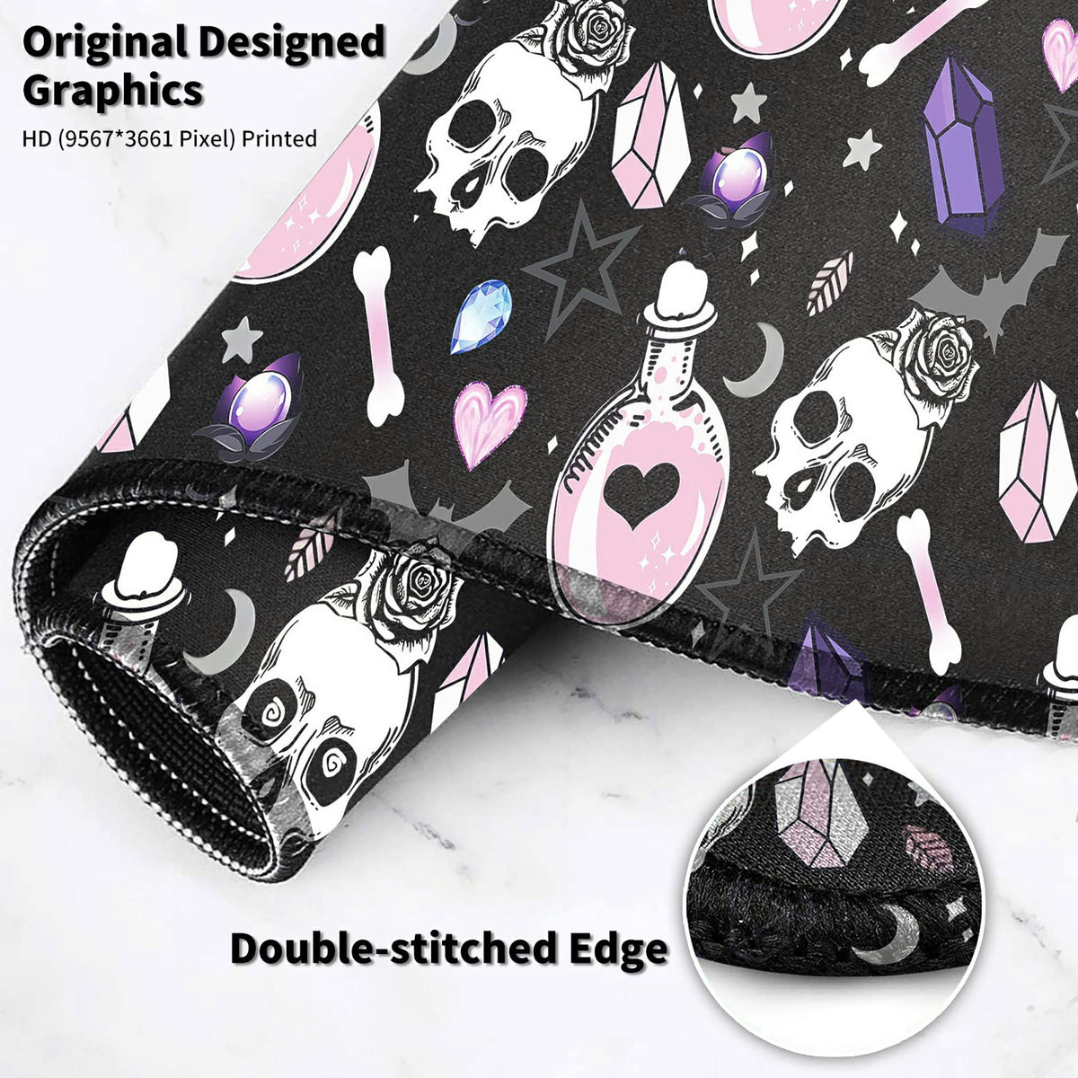 Huge Mouse Pad Large for Women Girl 40"x20", Big Mouse Pad Stitched Edges Non Slip Base for Office