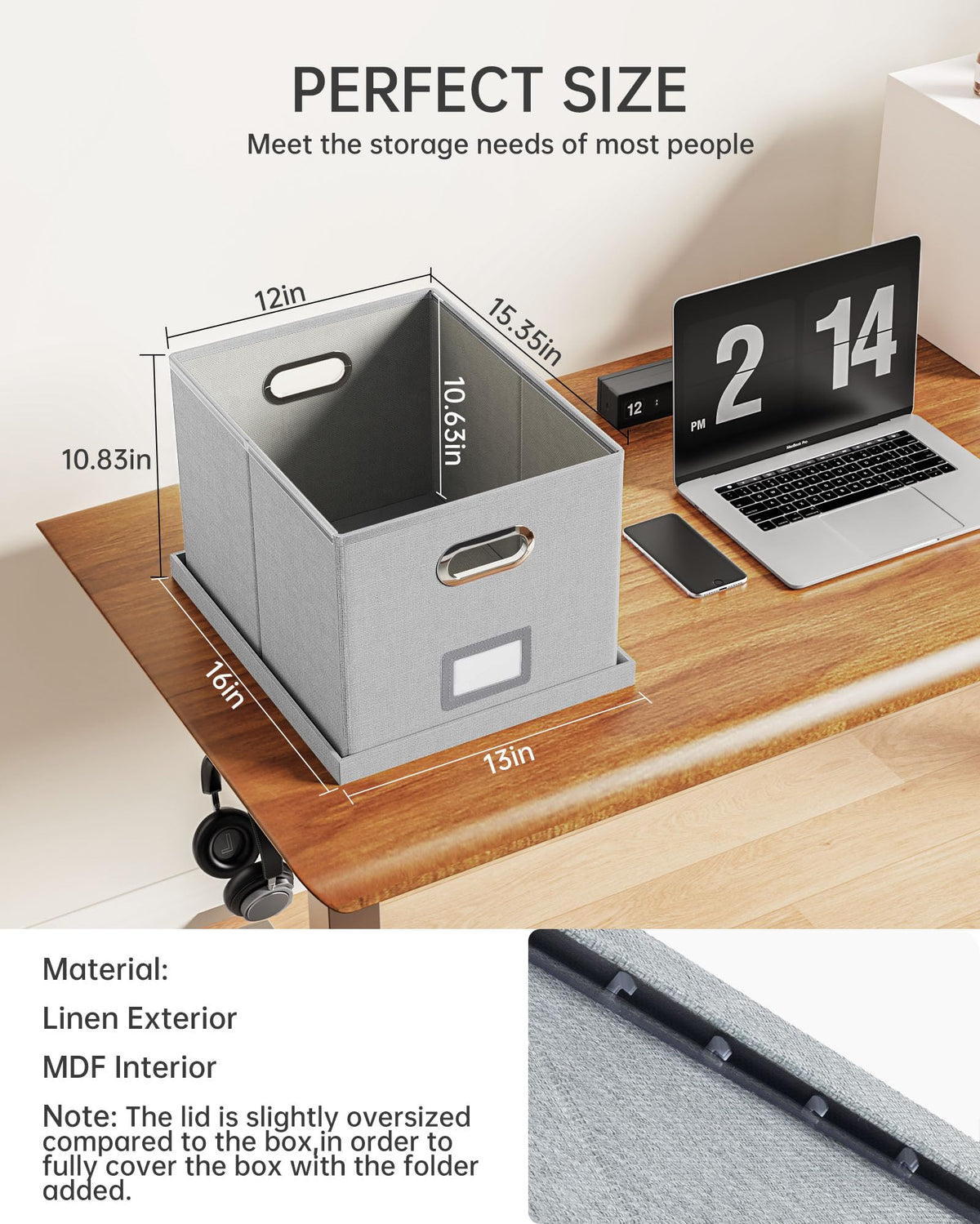 Oterri File Organizer, File Box, File Cabinet for Letter File Folder Storage, Hanging File