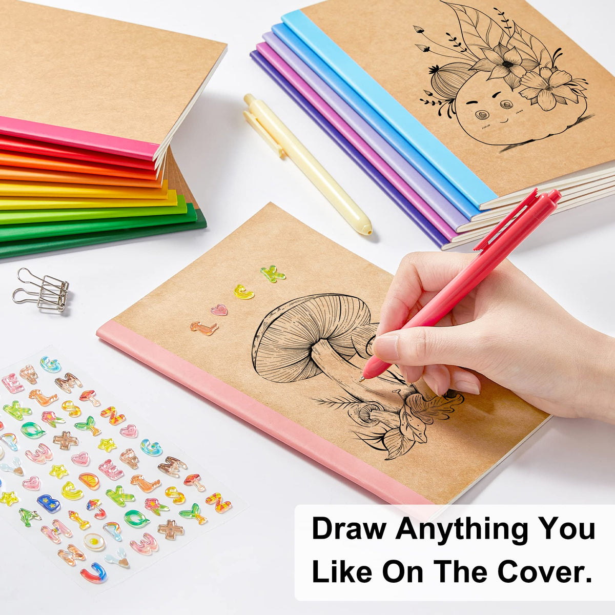 feela 16 Pack Composition Notebooks Bulk, Kraft Cover Lined Blank College Ruled Composition Travel