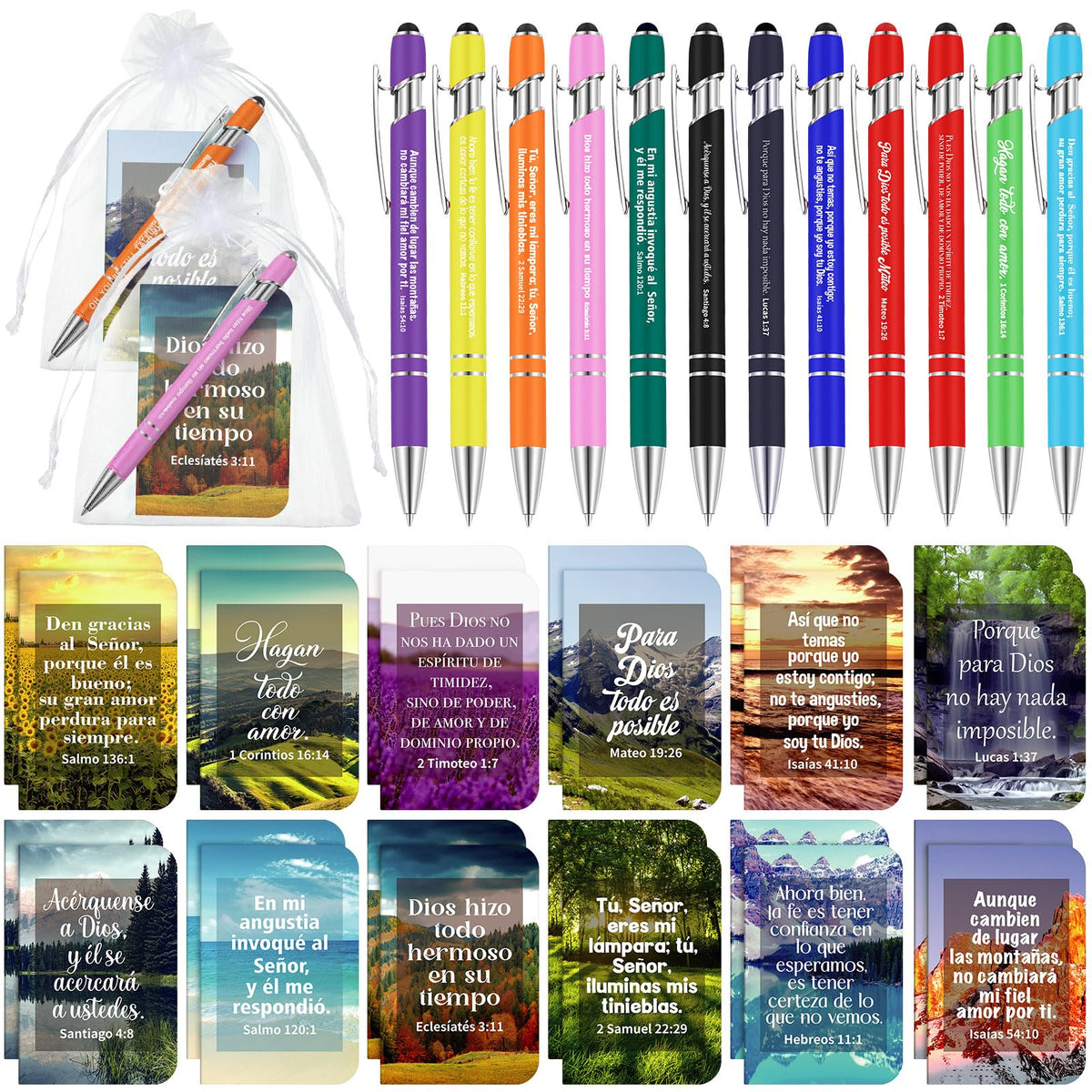 Fuyoooo 72 Pcs Spanish Christian Gift Notebook Set Regalos Cristianos En Español Para Women Men