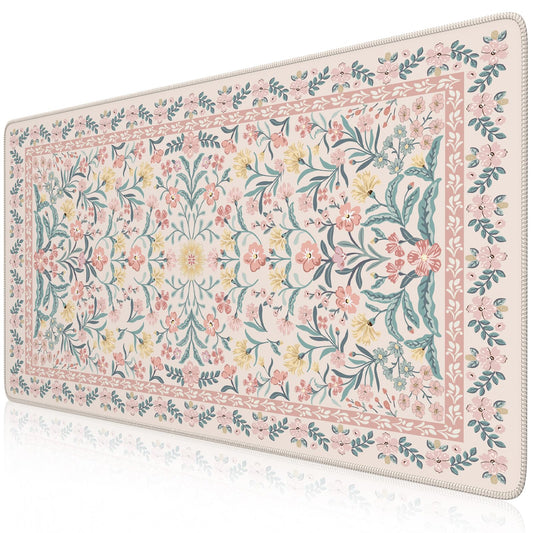 iCasso Desk Mat,Mouse Pad for Office Desk,35.4x15.7in,Pink Floral