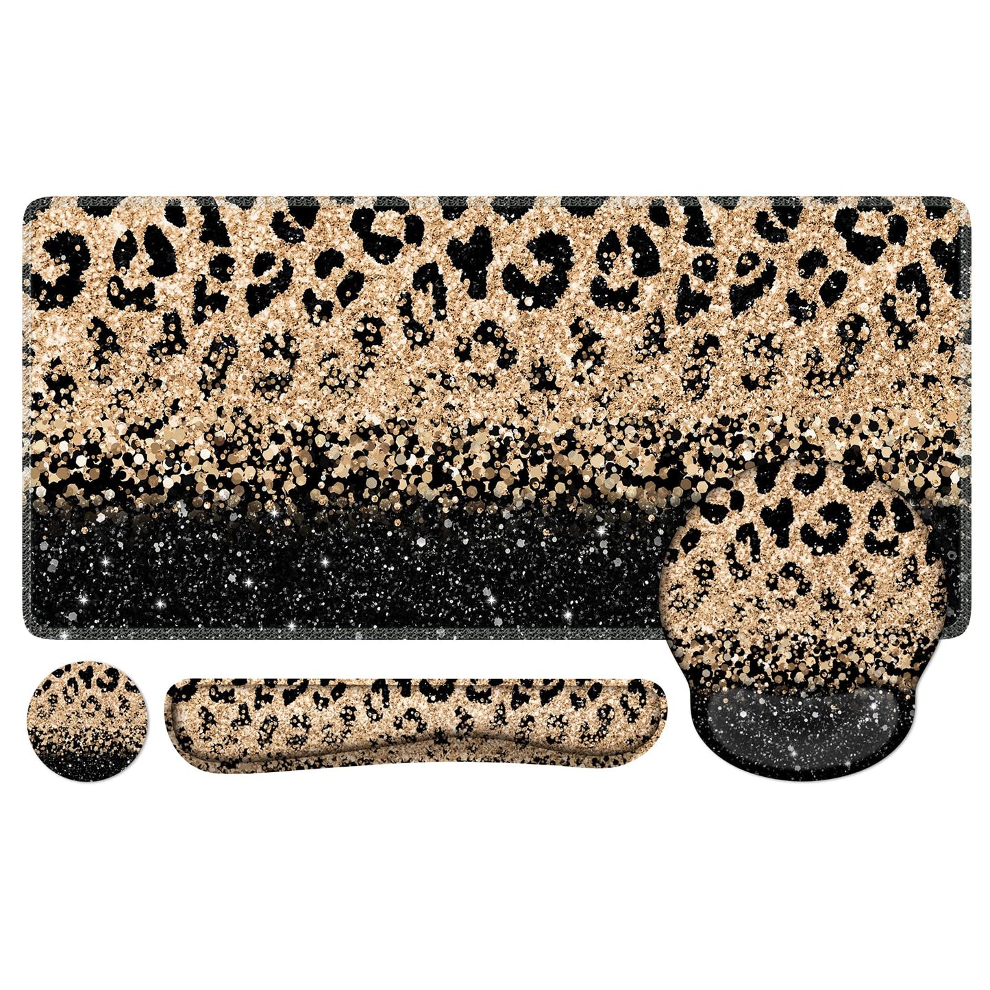 iLeadon 4in1 Mouse Pad Set, Leopard Mouse and Keyboard Pad Set