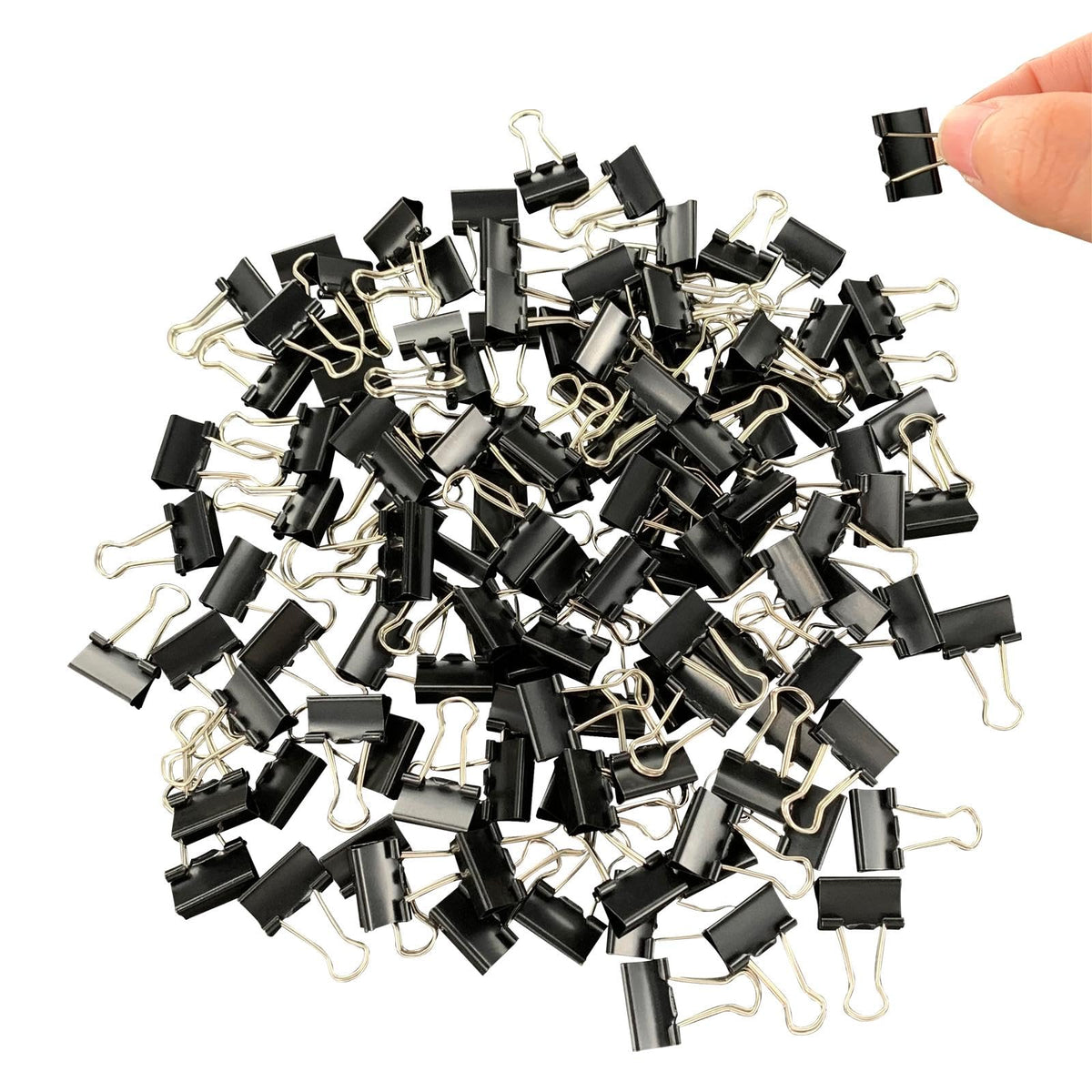 Ykimok 120Pcs Mini Binder Clips, 5/8 inch(15mm), Paper Clamps Small Size for Office Supplies, Black