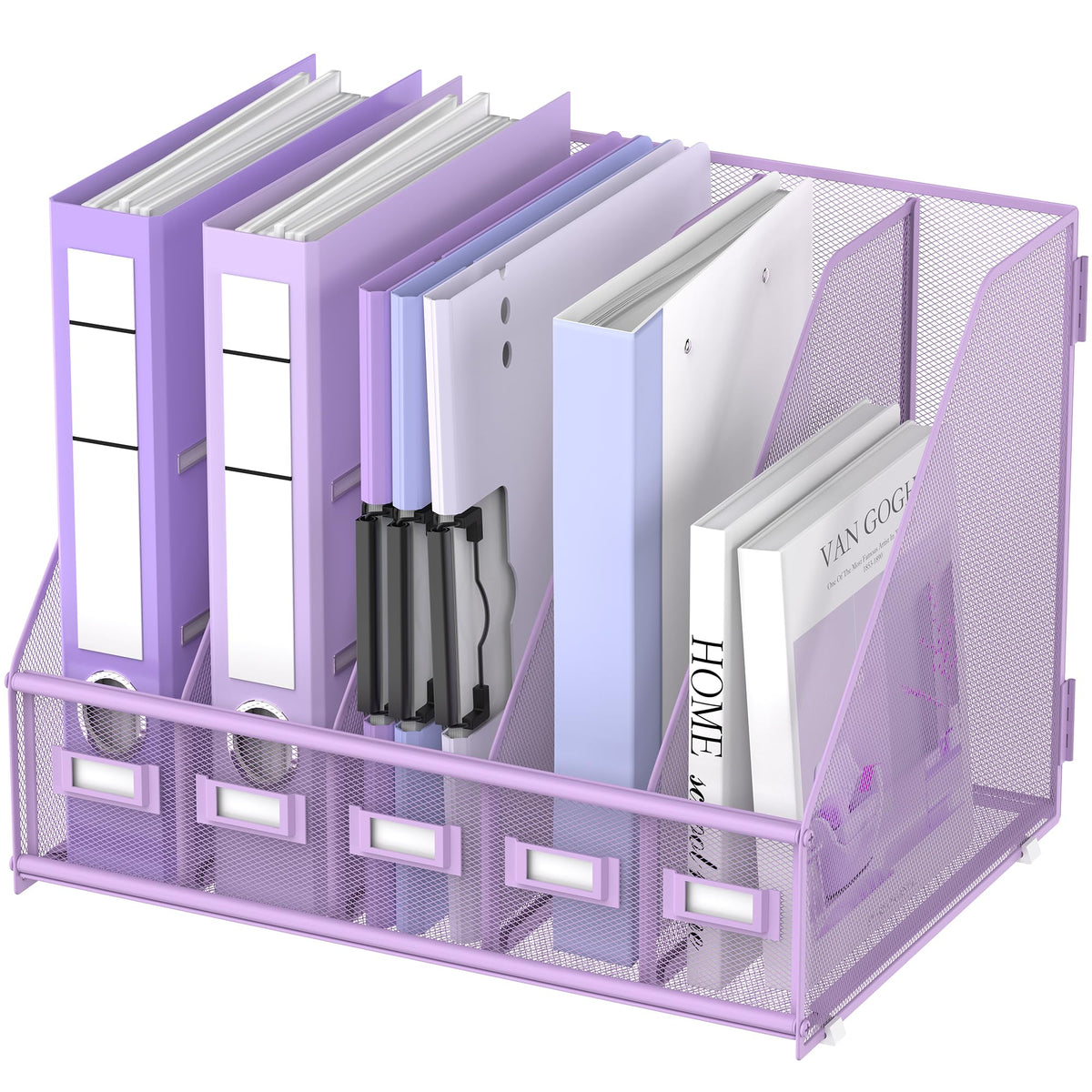 DALTACK 5-Slot Magazine File Holder, Metal Binder Holder, Purple