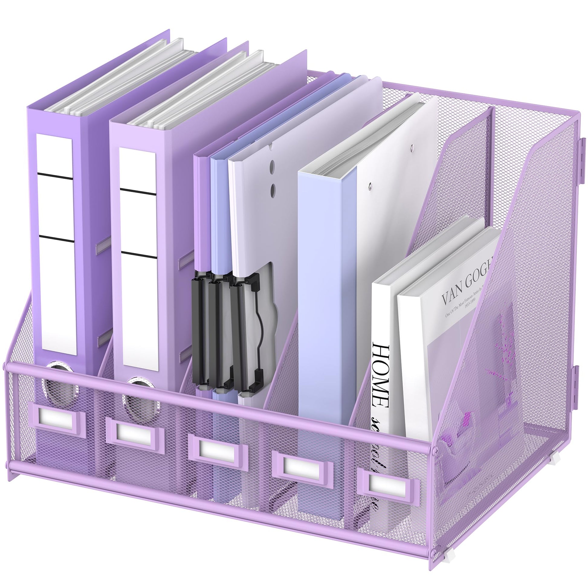 DALTACK 5-Slot Magazine File Holder, Metal Binder Holder, Purple