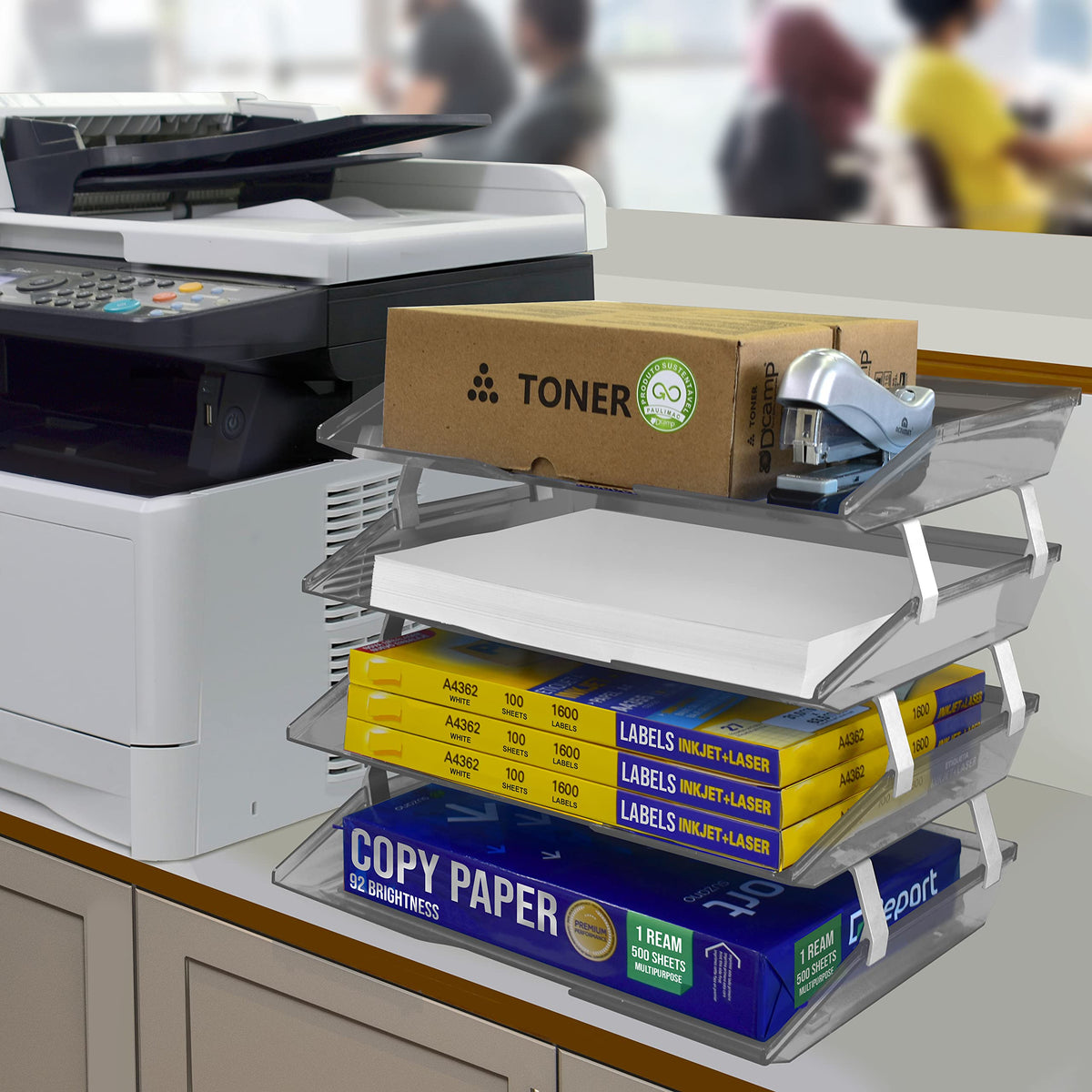 Acrimet Facility 4 Tier Letter Tray, Side Load, Letter Size/A4, Desktop File Organizer, Plastic