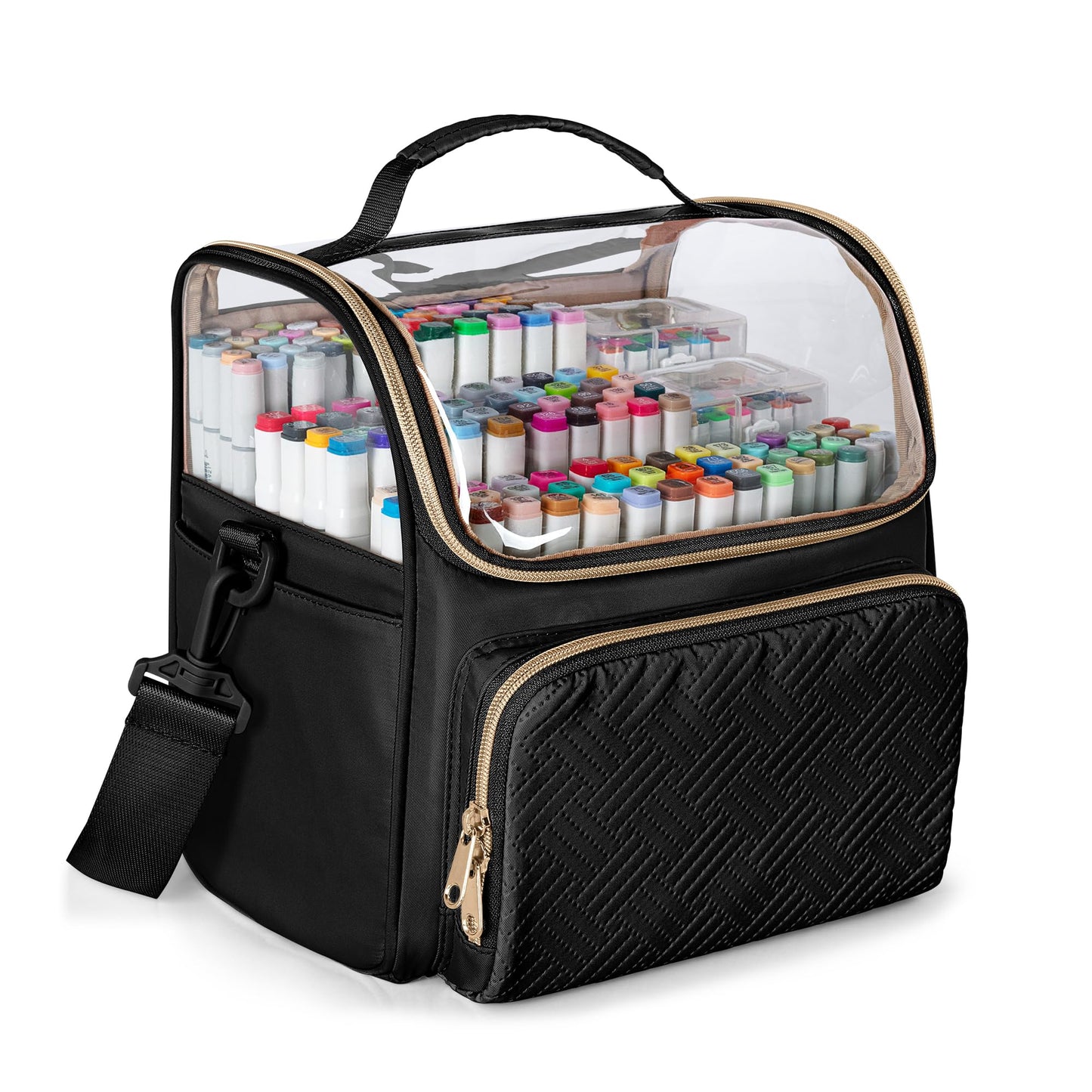 Rexmica Large Marker Organizer Case Storage Bag for 180 Marker Pens, Black