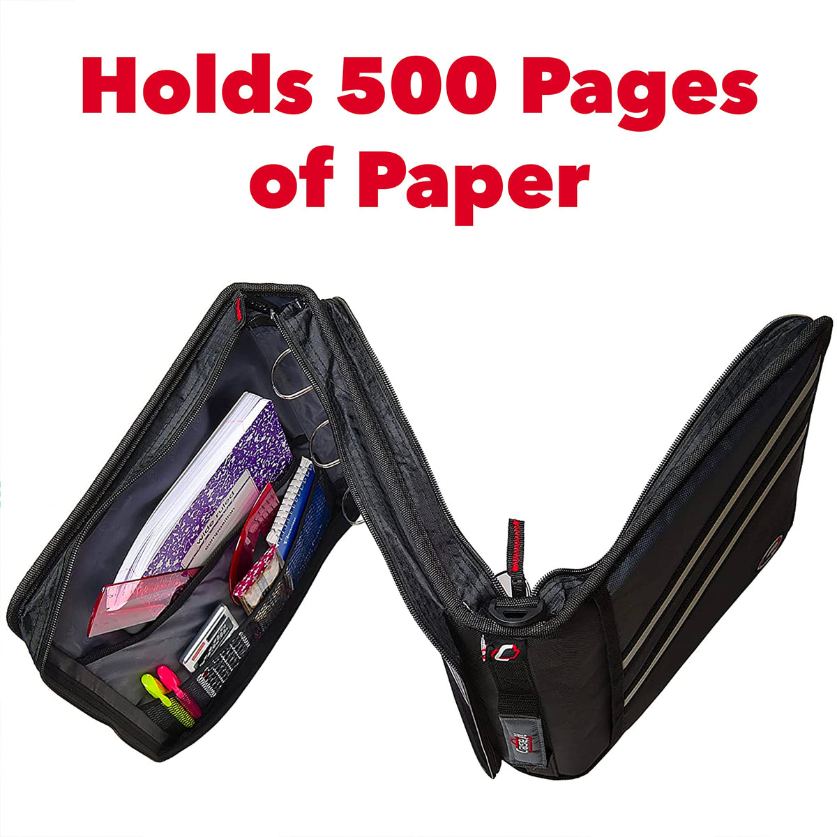 Case-it Zipper Binder | Dual 1.5" D-Rings | 500-Sheet | Z-176 Jet Black