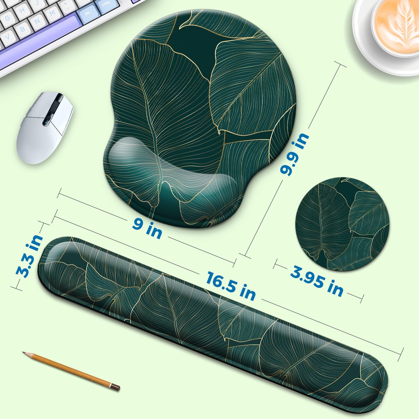 Wiabsi Mouse Pad and Keyboard Wrist Rest Support,Ergonomic Mouse Pad Set