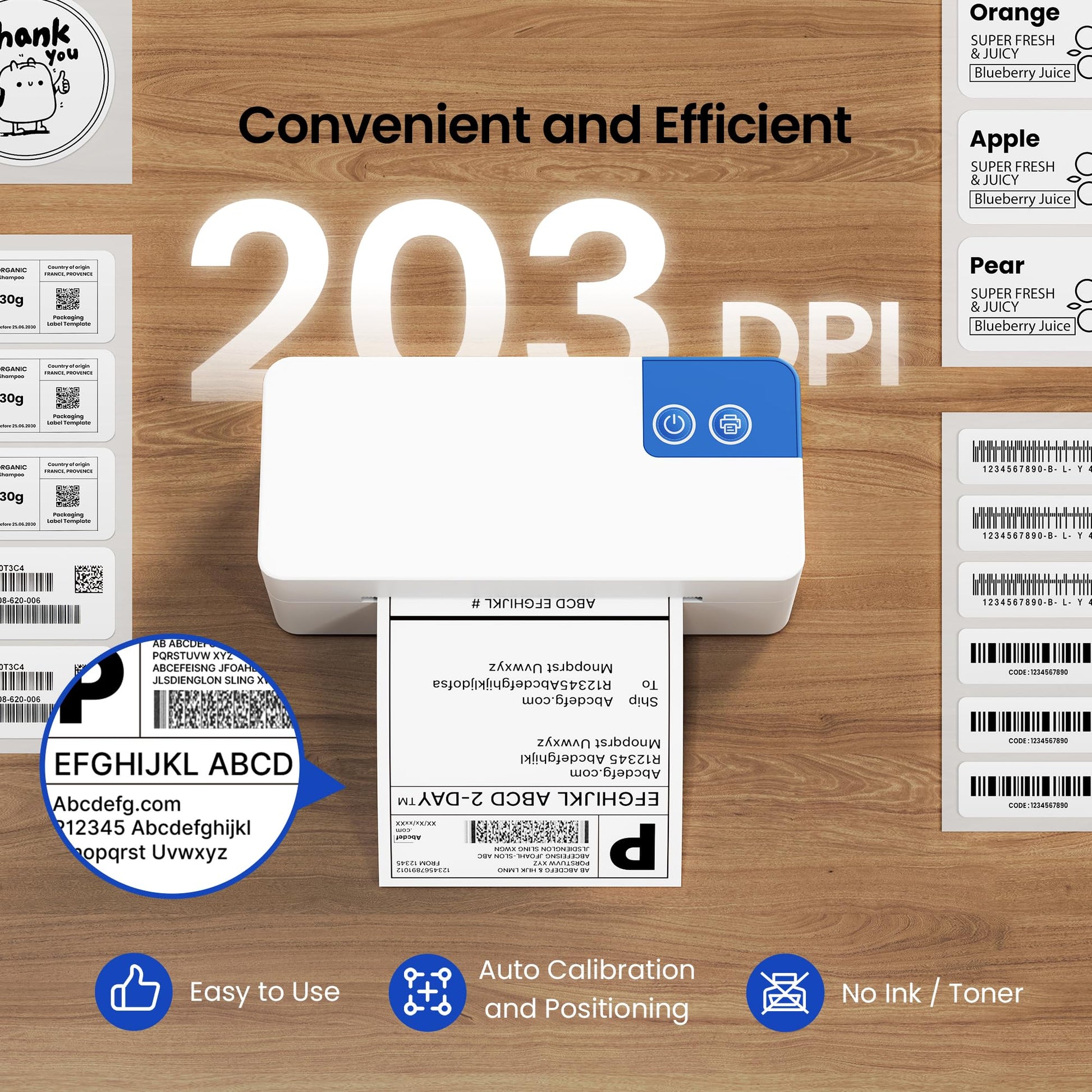 ETIKEZ Bluetooth Thermal Shipping Label Printer, 4x6 Thermal Label Printer