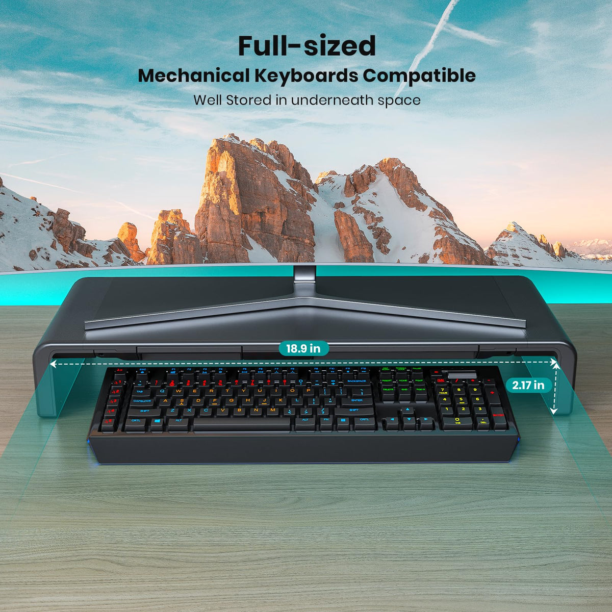 Klearlook Computer Monitor Stand for Desk, Adjustable Foldable Monitor Riser with Storage Drawer &