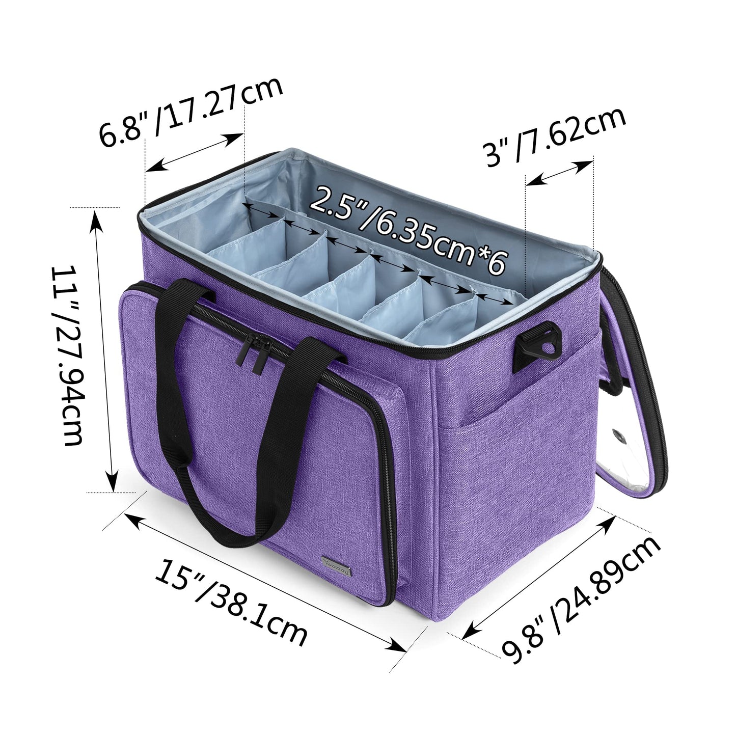 Teamoy Knitting Bag, Yarn Storage Organizer Crochet Bag Tote, Purple