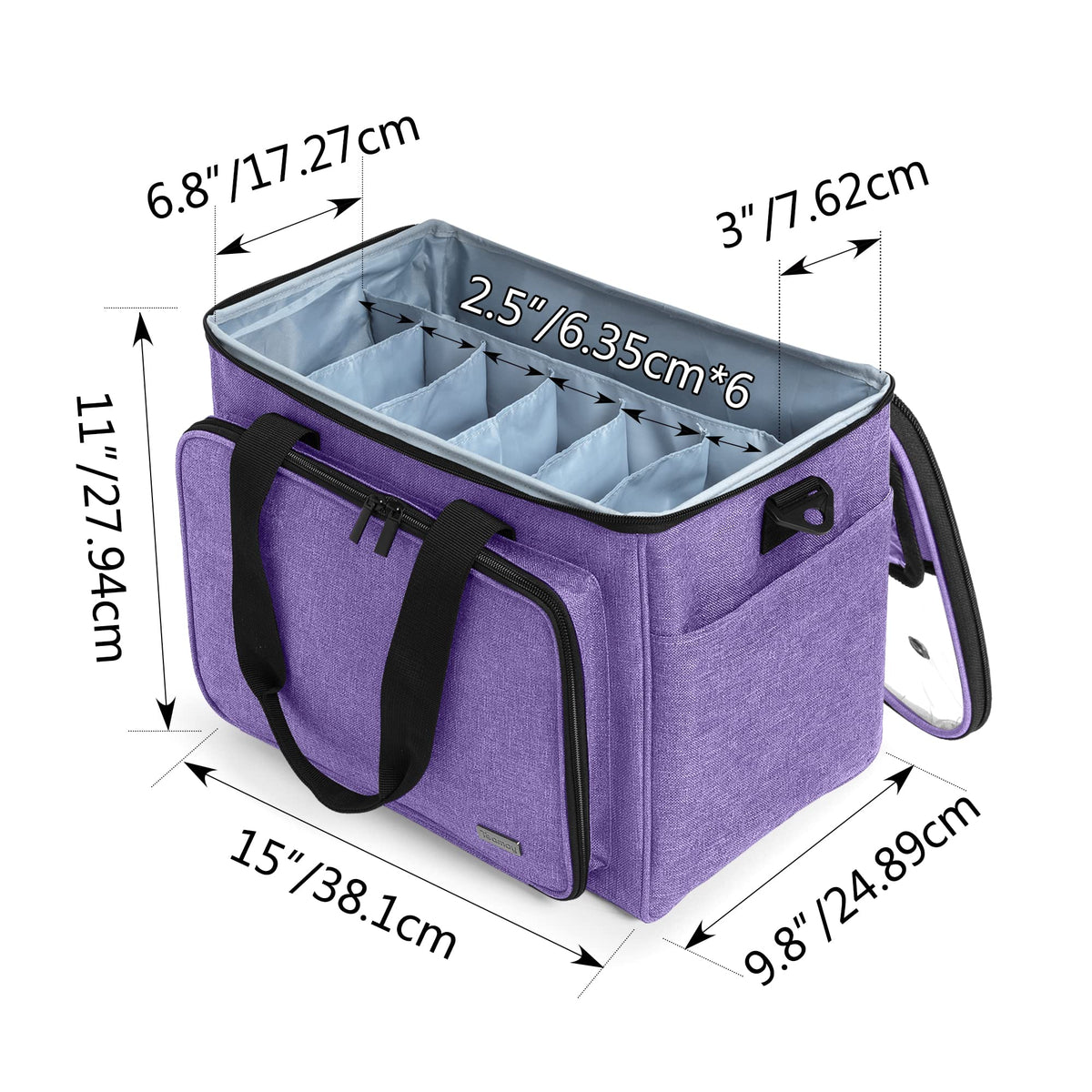 Teamoy Knitting Bag, Yarn Storage Organizer Crochet Bag Tote, Purple
