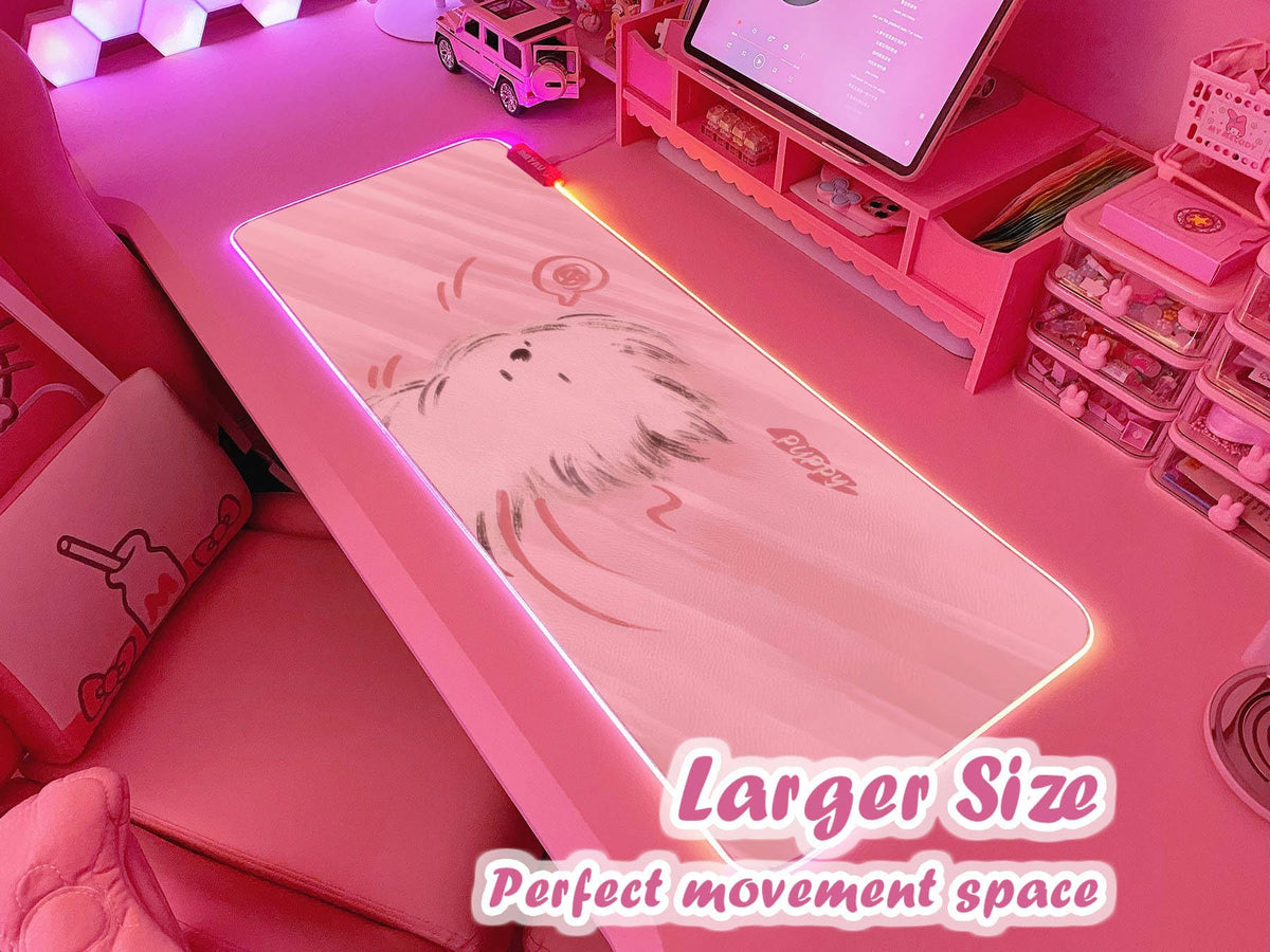 JMIYAV Pink RGB Gaming Mouse Pad 31.5x12 Inch PC XL Large Extended Glowing Led Light Up Desk Pad