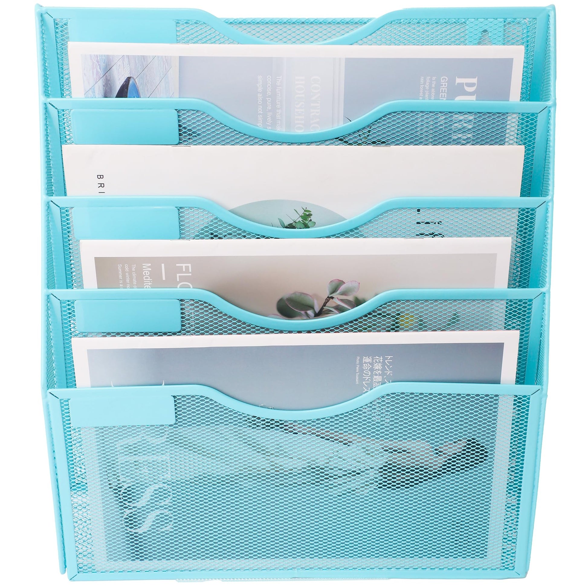 EASEPRES 5 Pocket Mesh Hanging Wall File Organizer, Wall Mounted Mail Paper Document Folder Holder