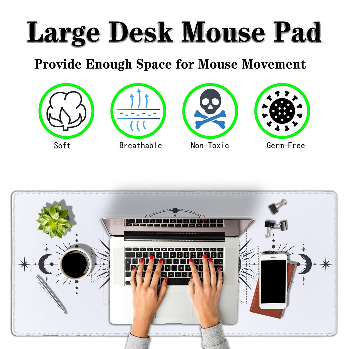 Samgula Large Desk Pads White Mice Pad Big Mouse Pad Gaming Mousepads Long Desk Pad Waterproof
