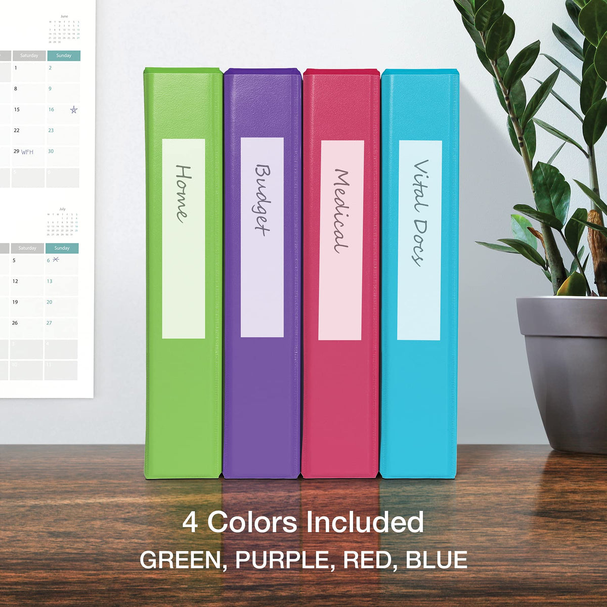Oxford 2 Inch Binders, 4 Pack, 3 Ring Binder, ONE-Touch Easy Open D-Rings, Holds 530 Sheets