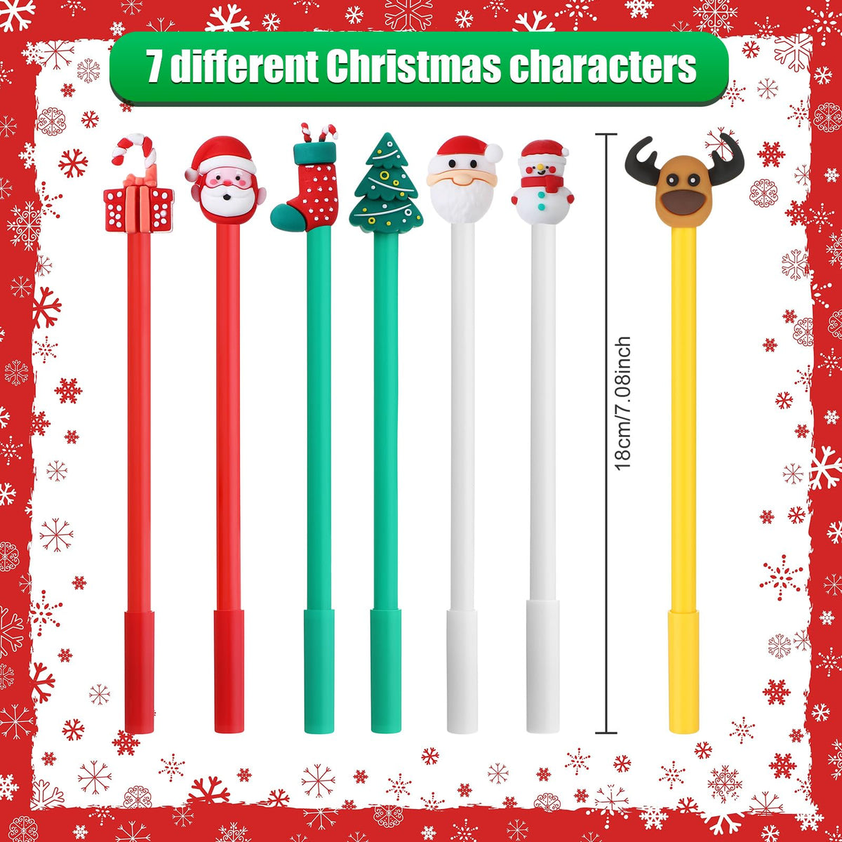 Zonon 48 Pieces Christmas Novelty Fun Gel Pen Bulk, 7 Styles, Black Ink