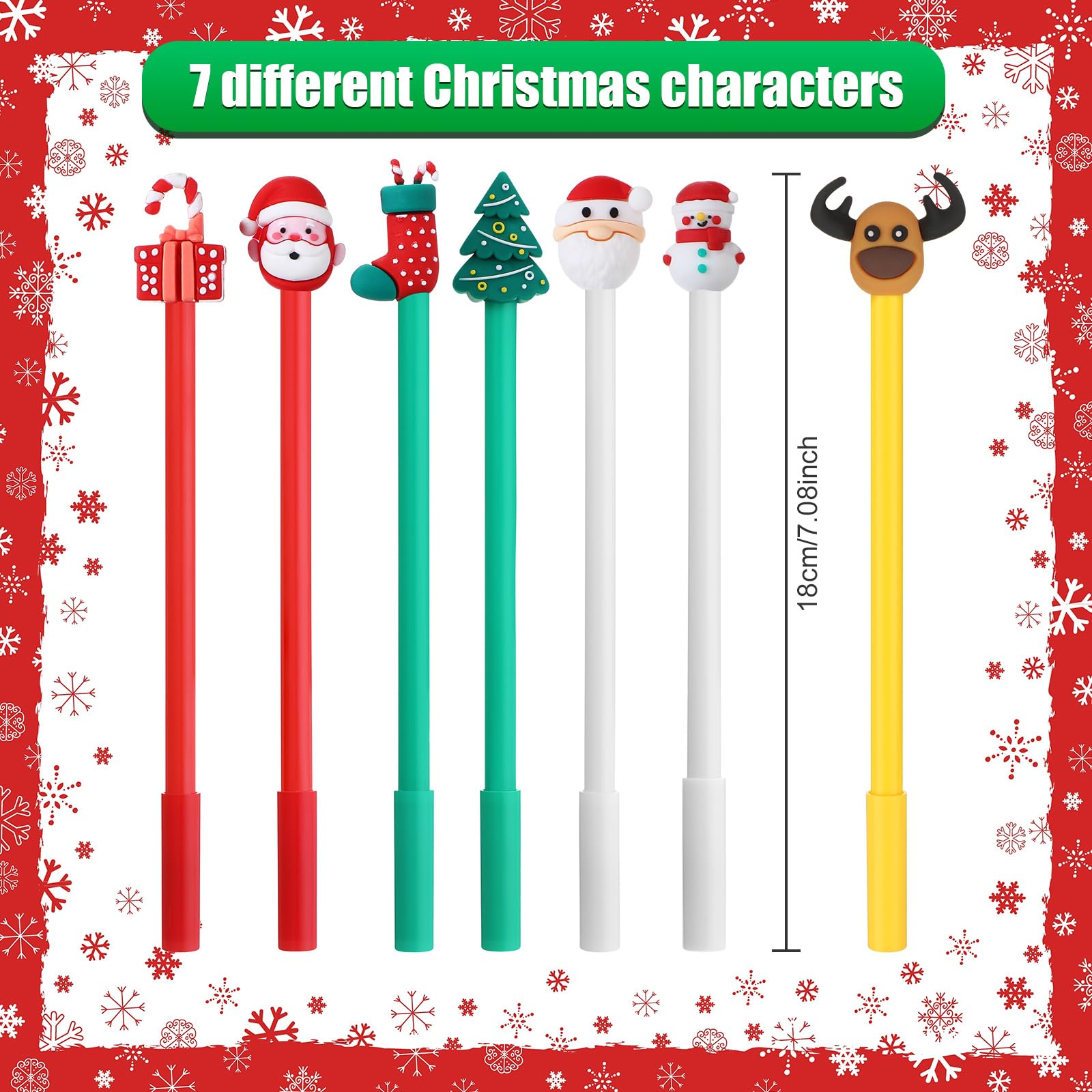 Zonon 36 Pieces Christmas Novelty Fun Gel Pen Bulk, 7 Styles, Black Ink