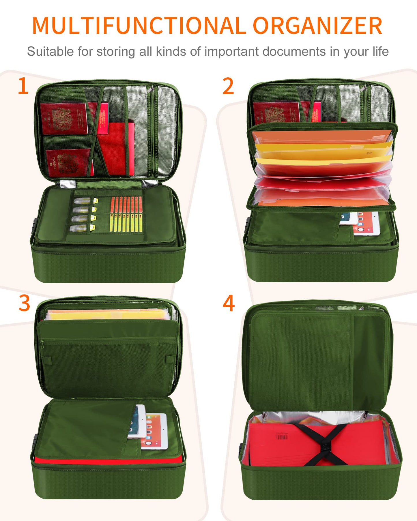 Noiposi Fireproof Document Box with Lock 5200℉ Water Resistant