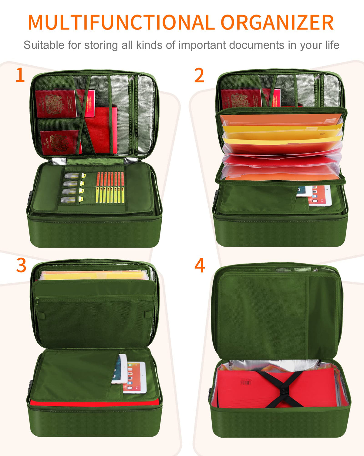 Noiposi 5200℉ Fireproof Document Box with Lock 16.1"x11.4"x4.3"