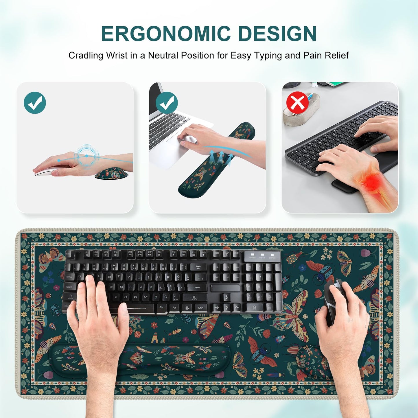 iCasso Large Mouse pad for Desk, Computer Desk Mat, 3Pcs XXL Keyboard and Mouse Pad + Keyboard