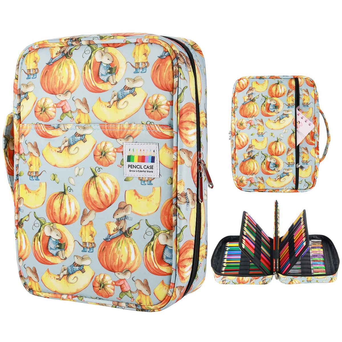 YOUSHARES Colored Pencil Case 220 Slots Pen Case Organizer With Handy Wrap & Zipper, Multilayer