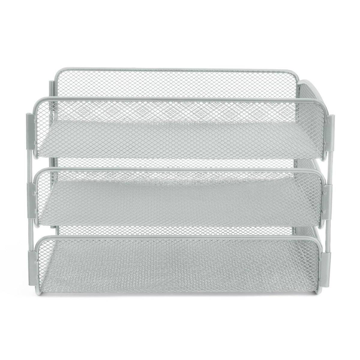 Safco Onyx Desktop Organizer, 3-Tier Paper Tray, Durable Steel Mesh Construction,Silver