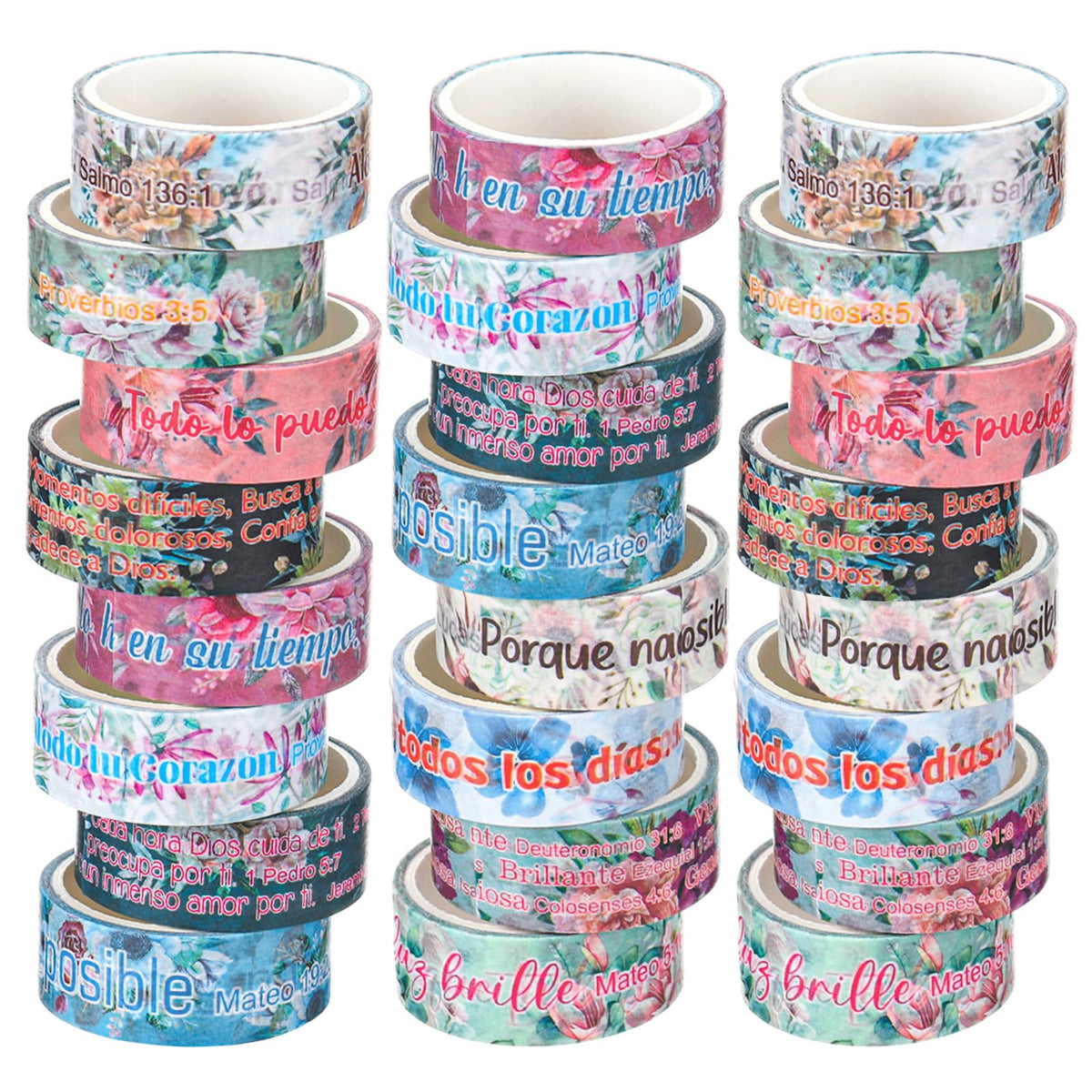 Janlaugh 24 Rolls Christian Washi Tape Gifts, Spanish Floral Religious