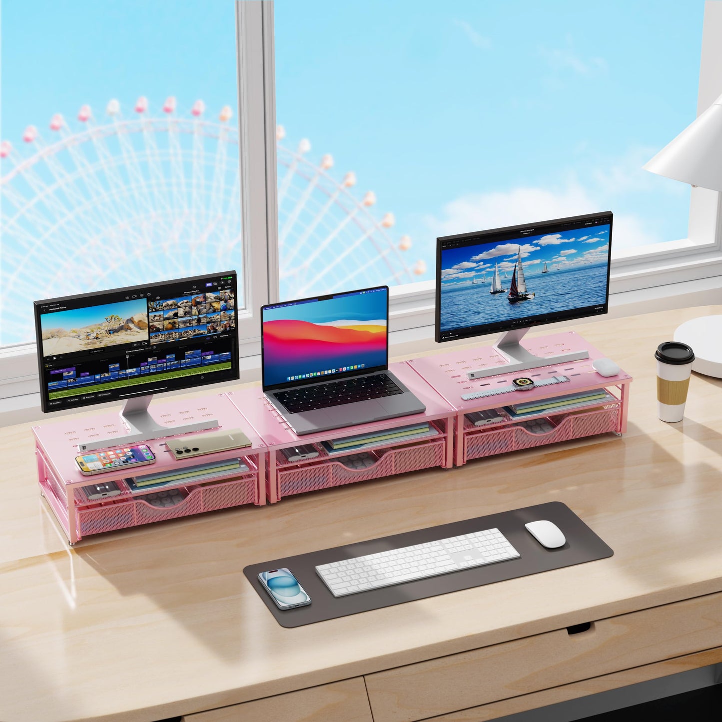 gianotter Computer Monitor Stand Riser with Drawer