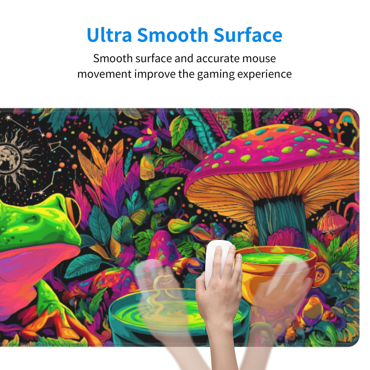 Frog Mushroom Mouse Pad Extended Large Gaming Mouse Pad XL Stitched Edges for Gamer Home Office